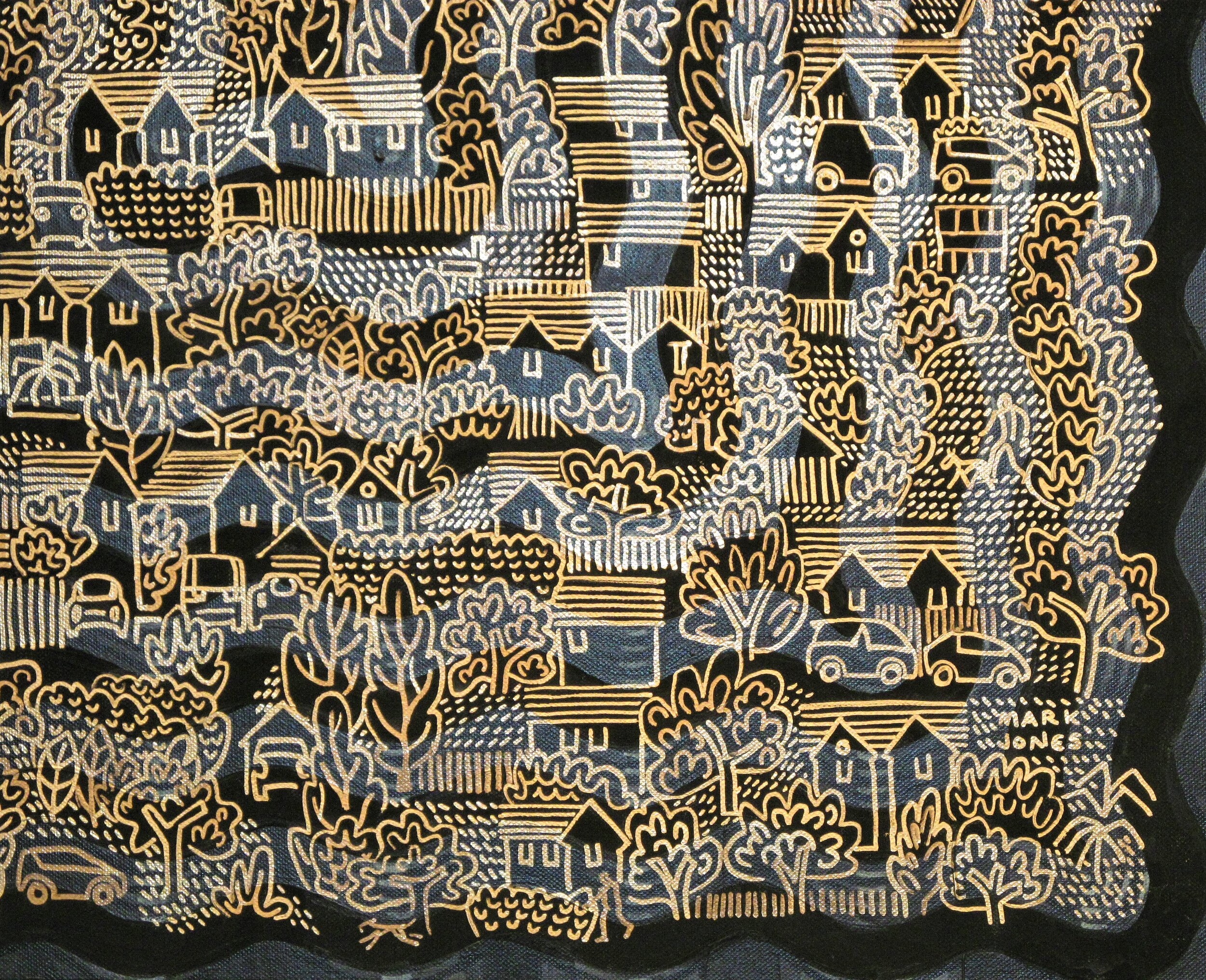 Mark Howard Jones Moon walk Copper Carbon Acrylic landscape painting canvas signature