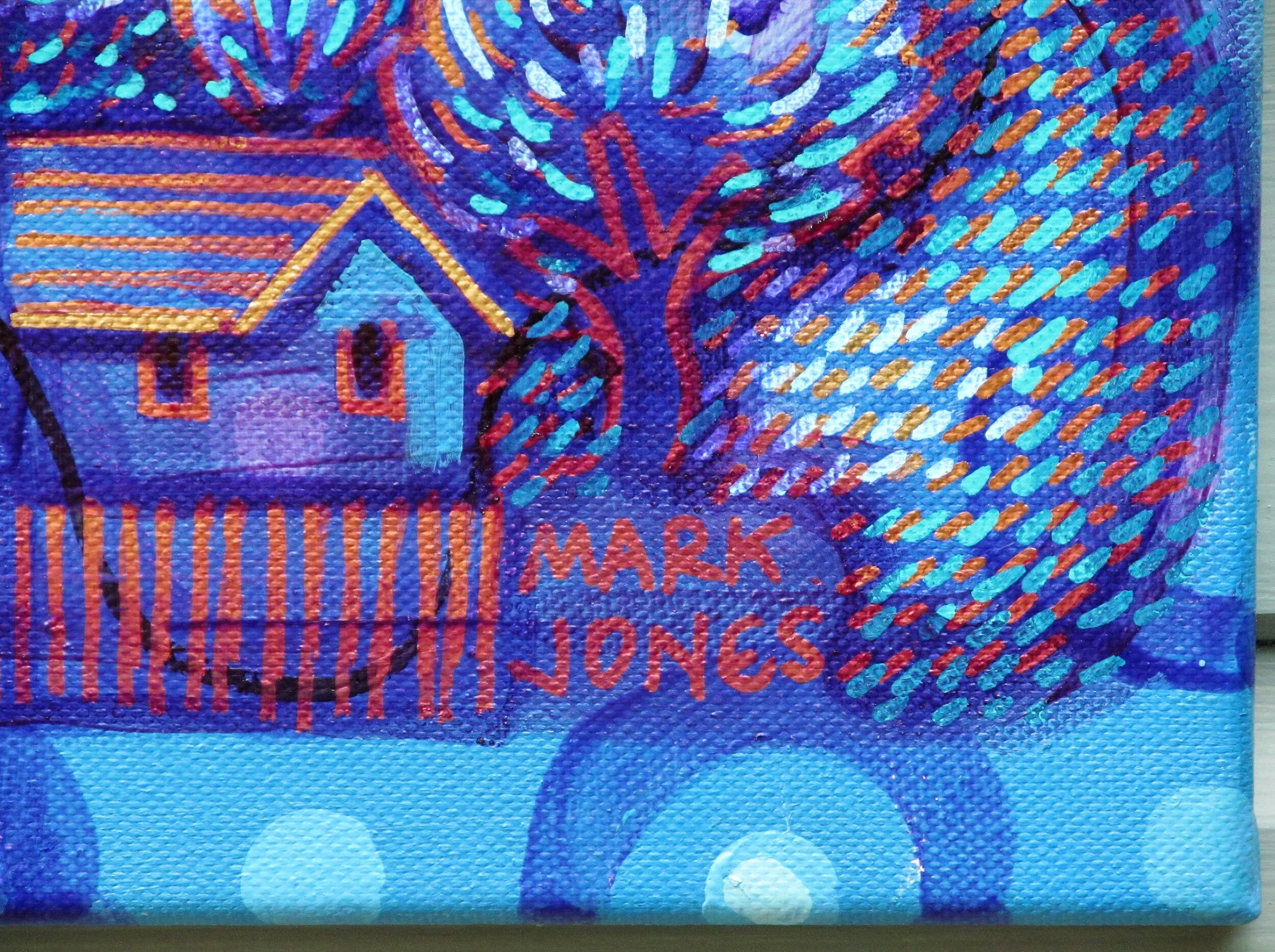 Mark Howard Jones Moon walk Copper Teal Acrylic landscape painting canvas signature