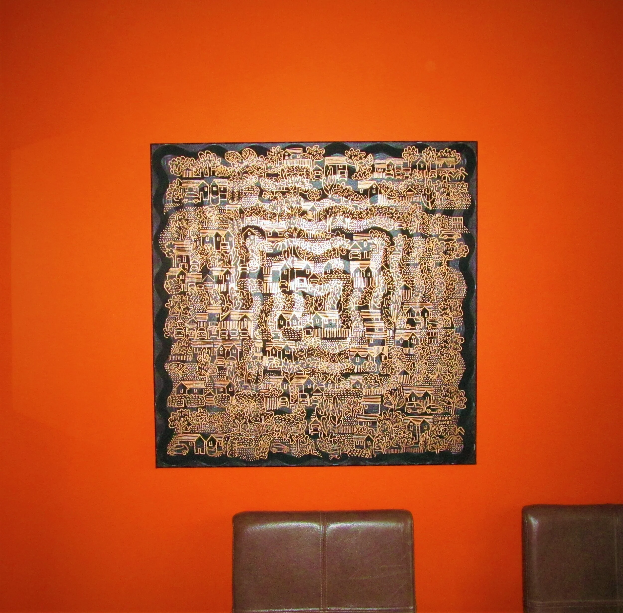 Mark Howard Jones Moon walk Copper Carbon Acrylic landscape painting canvas interior