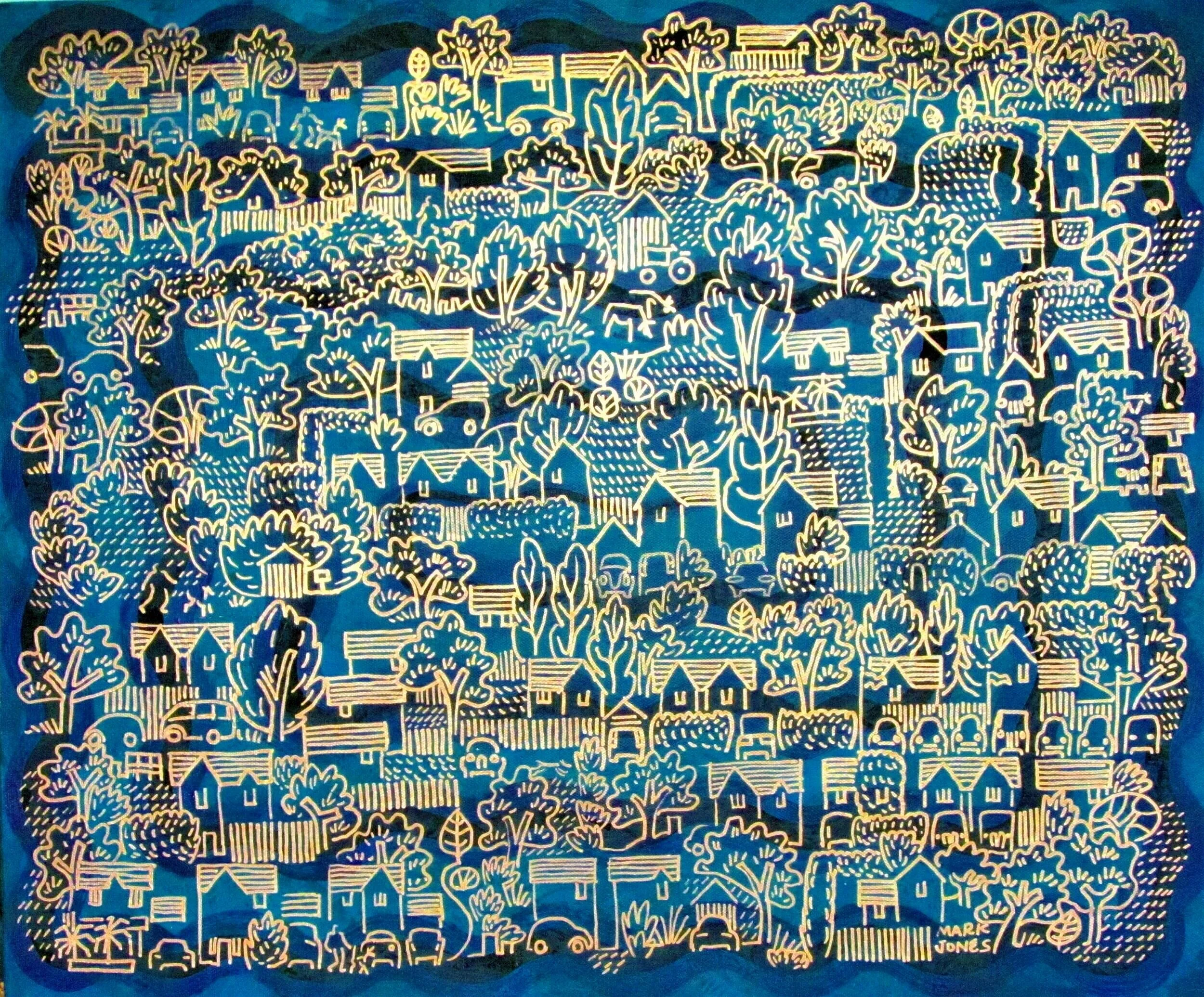 Mark Howard Jones Moon walk gold Acrylic landscape painting canvas