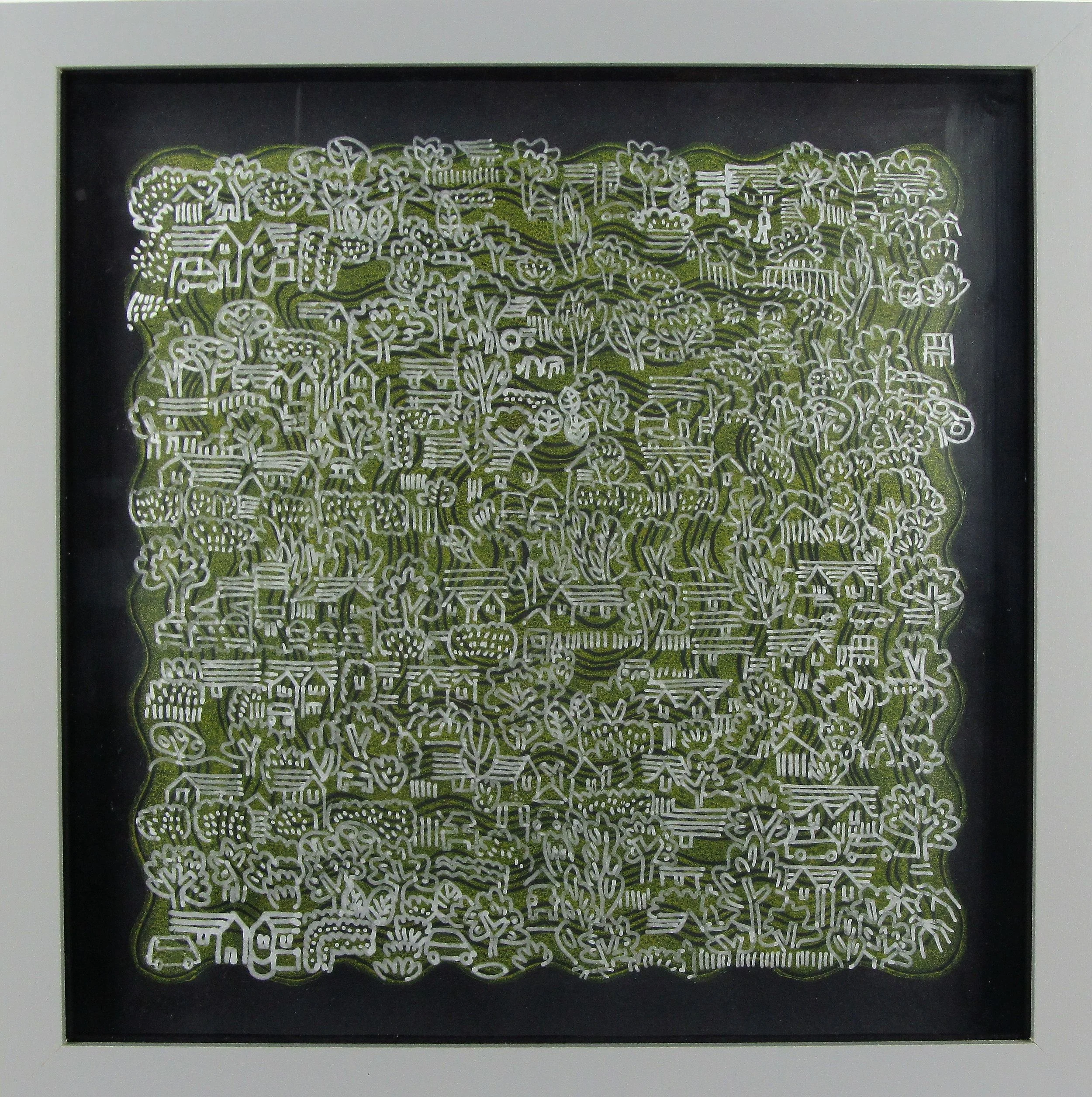 Mark Howard Jones Silver Dream Walk Acrylic landscape painting glass grey box frame