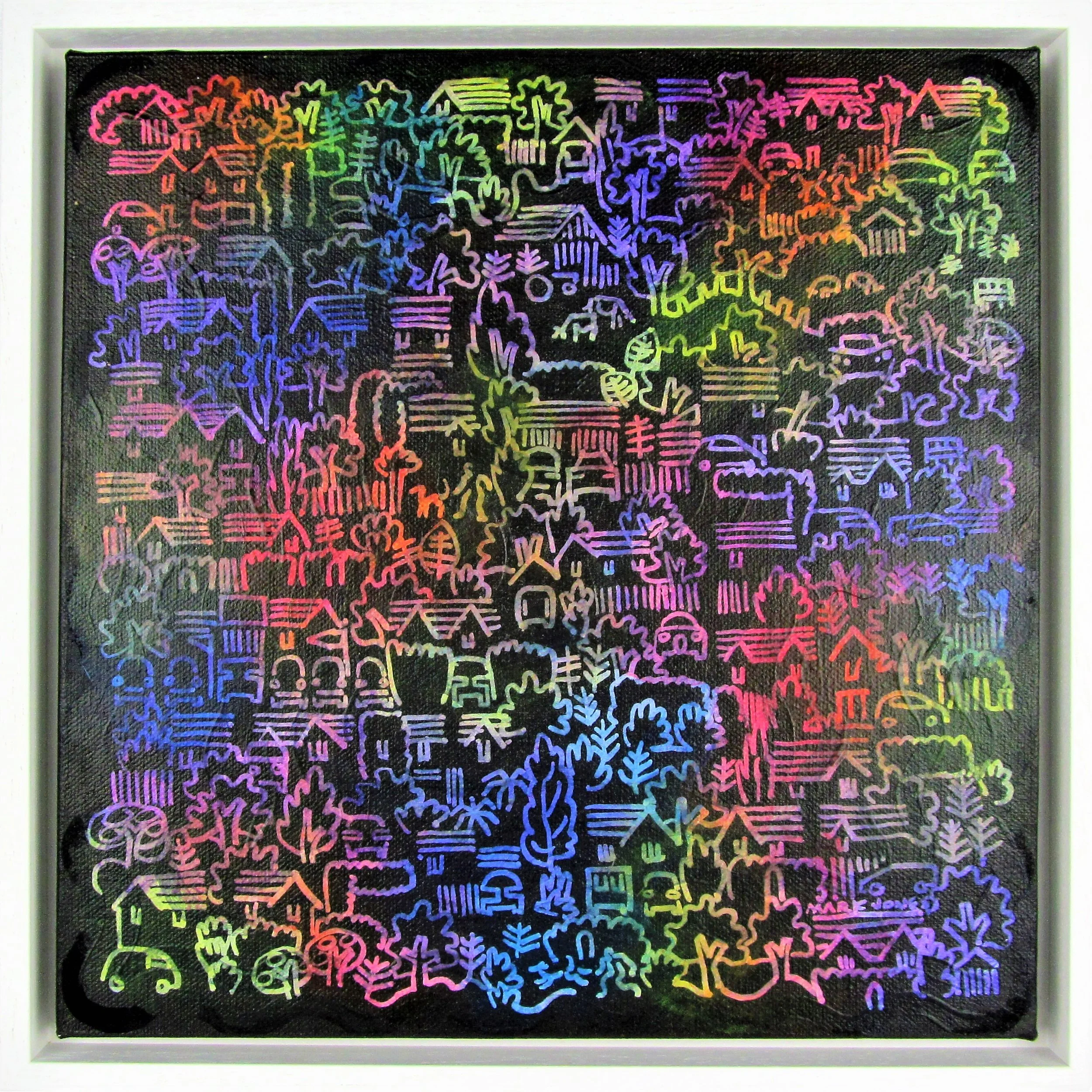 Mark Howard Jones Dream Walk Acrylic landscape painting on canvas white frame