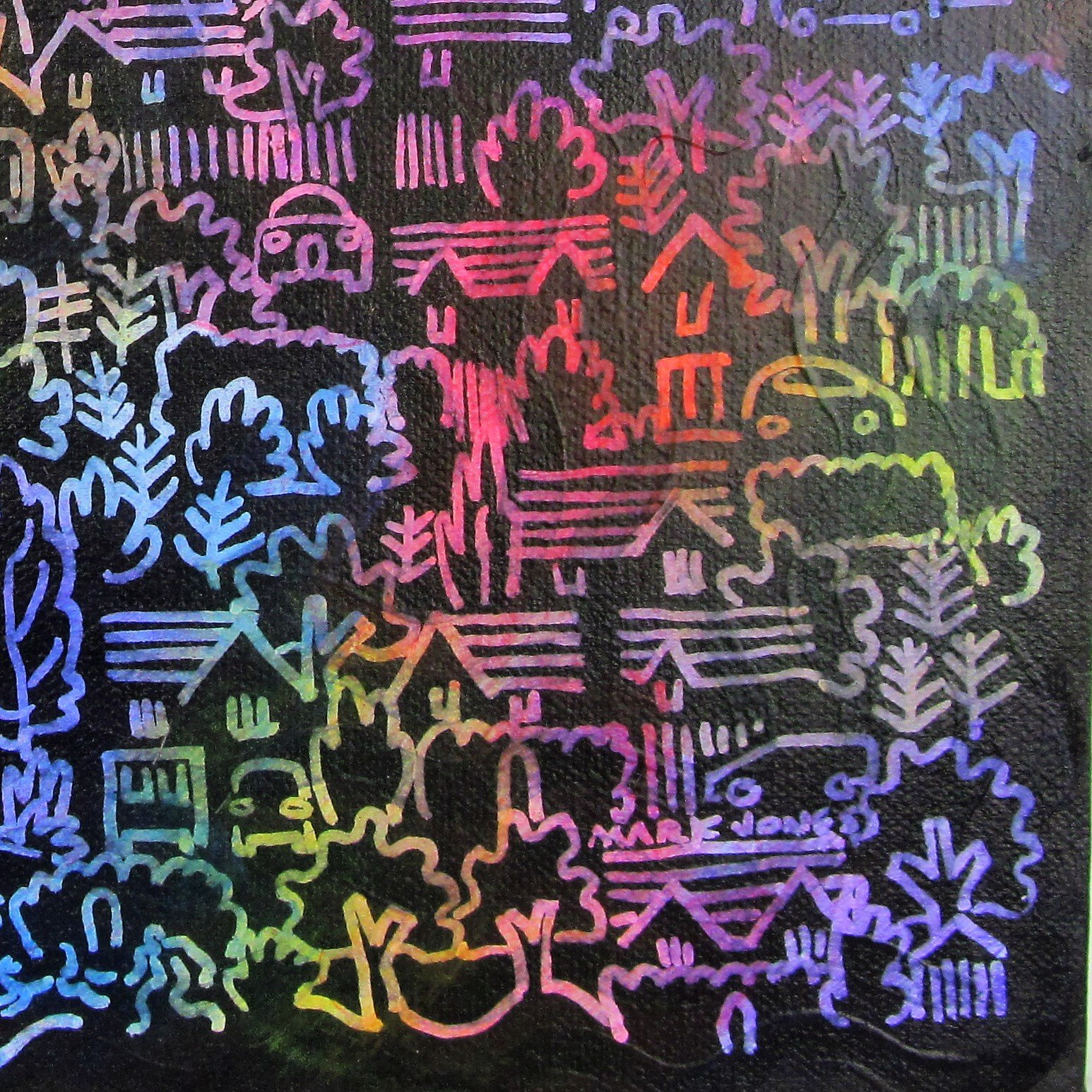 Mark Howard Jones Dream Walk Acrylic landscape painting on canvas white frame closer up detail