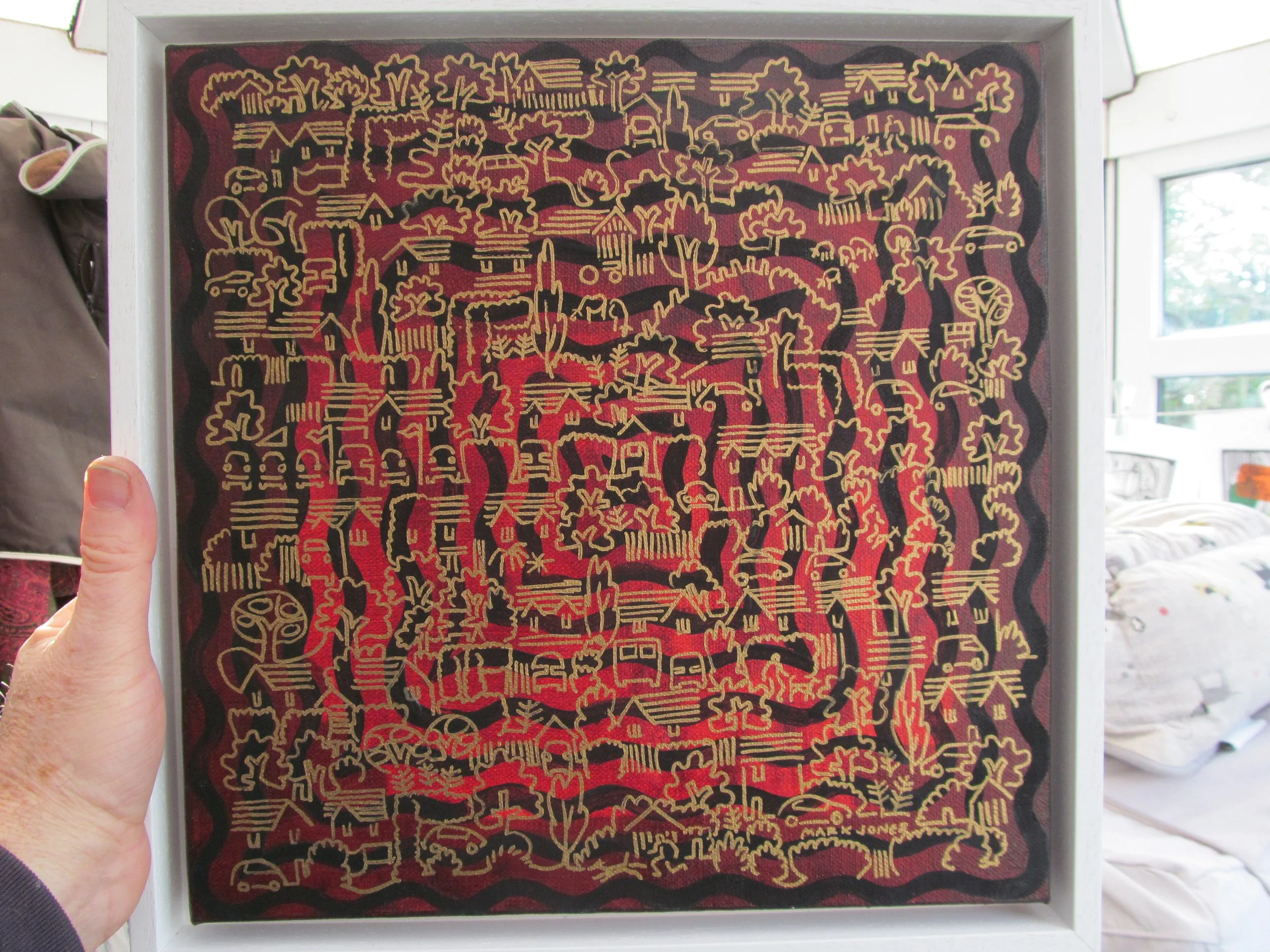 Acrylic Painting Copper Sunset Walk in frame Mark Howard Jones Art