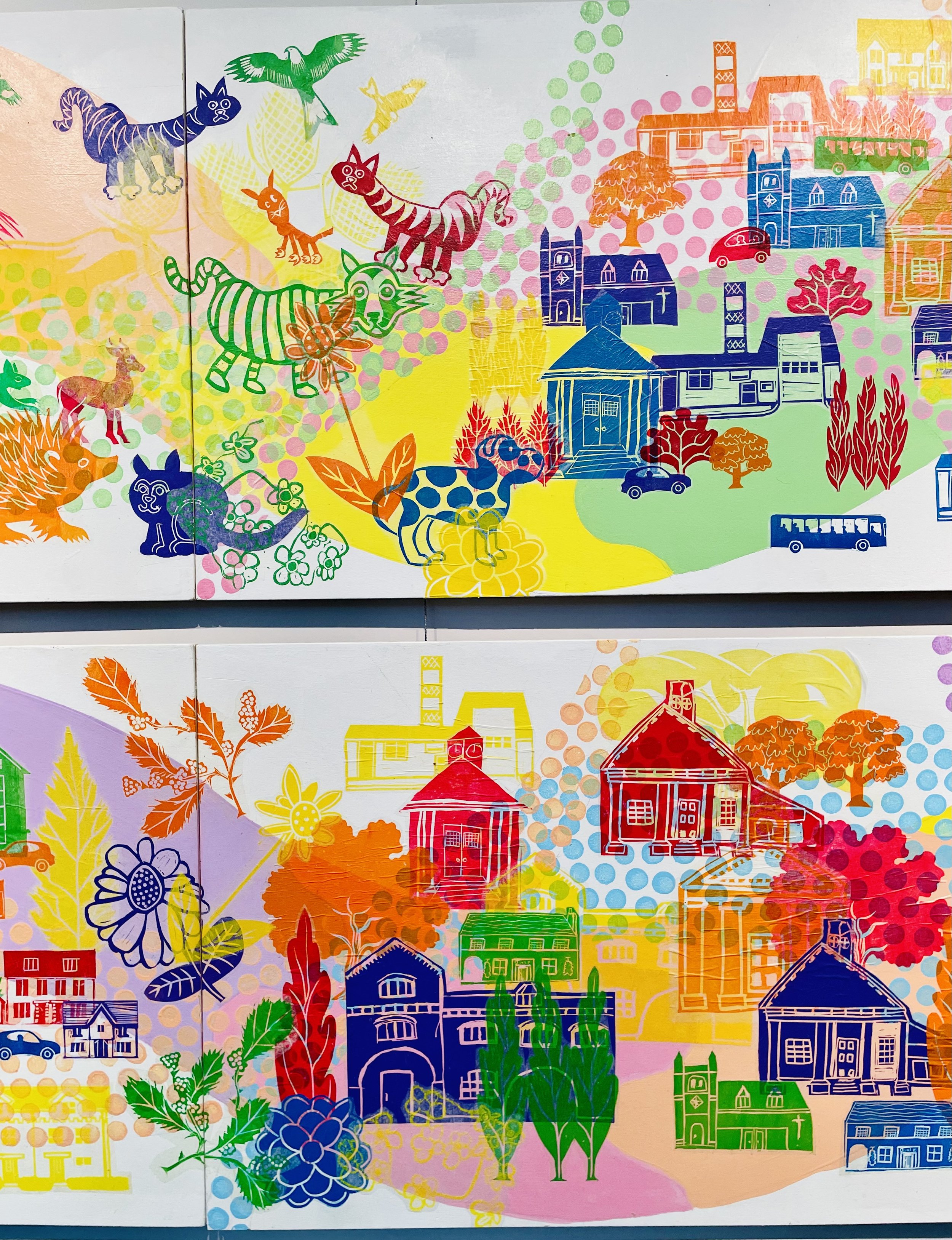 Along Our Way  close up 1 Mixed Media 4 panels 2.4m x 0.5m Arc Winchester 2026.jpeg