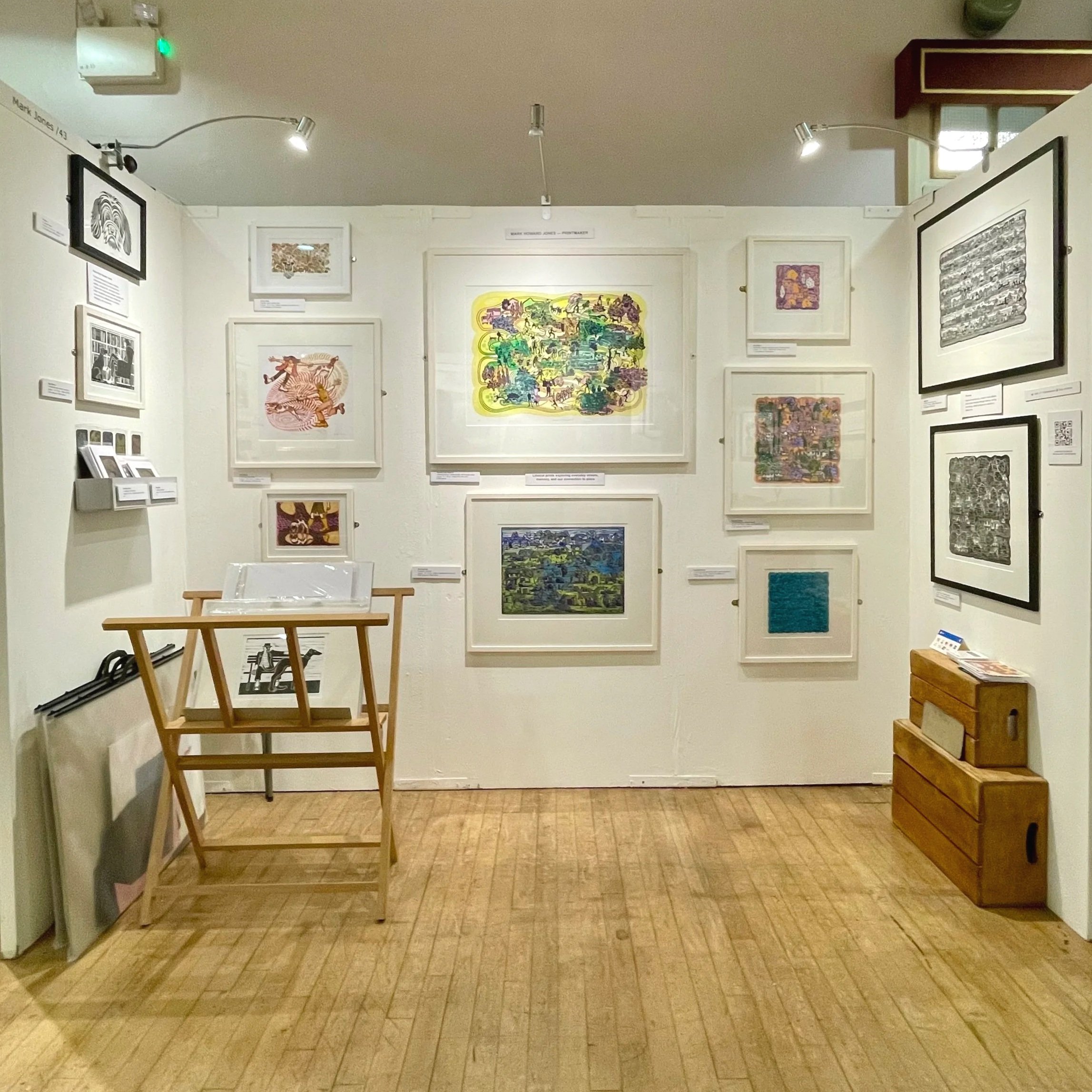 Linocut prints displayed at Printfest UK stand
