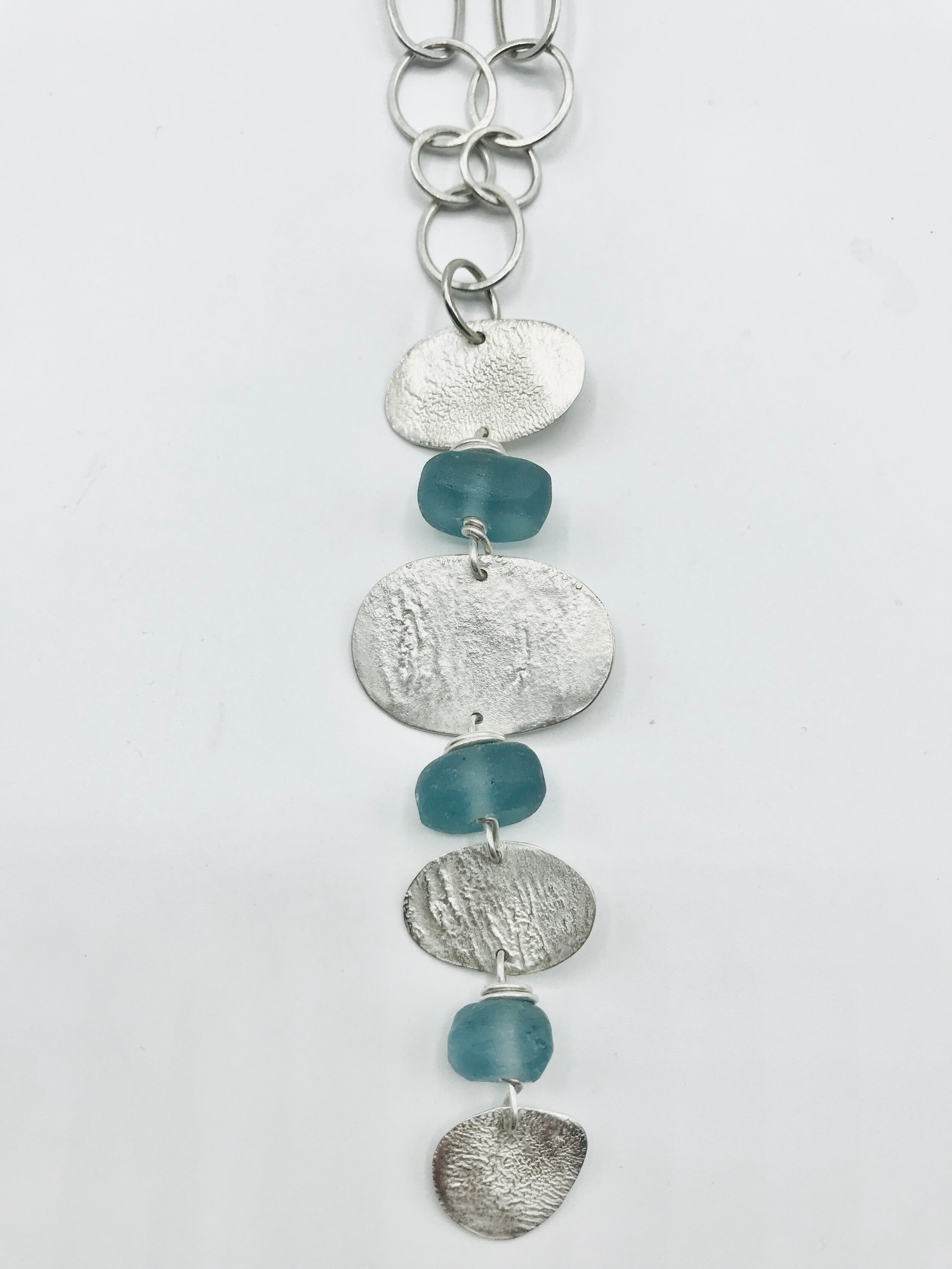 Carn+Galver+necklace.+Cobalt+blue+recycled+glass+beads.+Length+of+chain+approx+65cm.+Pendant+12cm.+%C2%A3420+%282%29+SOLD.jpg