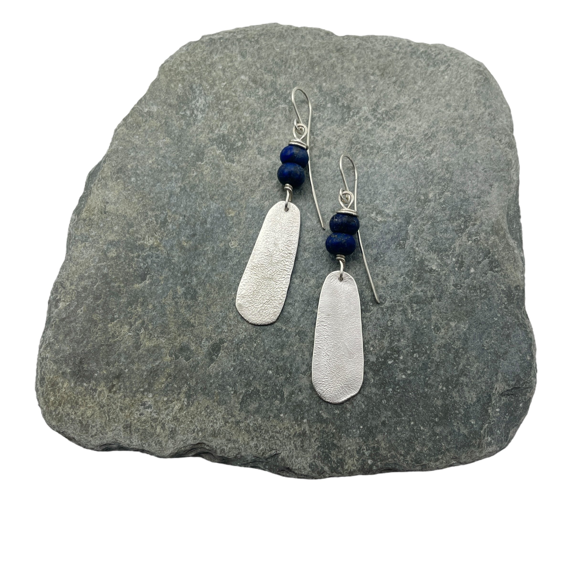 Standing Stone earrings with Lapis Lasuli stones. 7cm D (3).jpg
