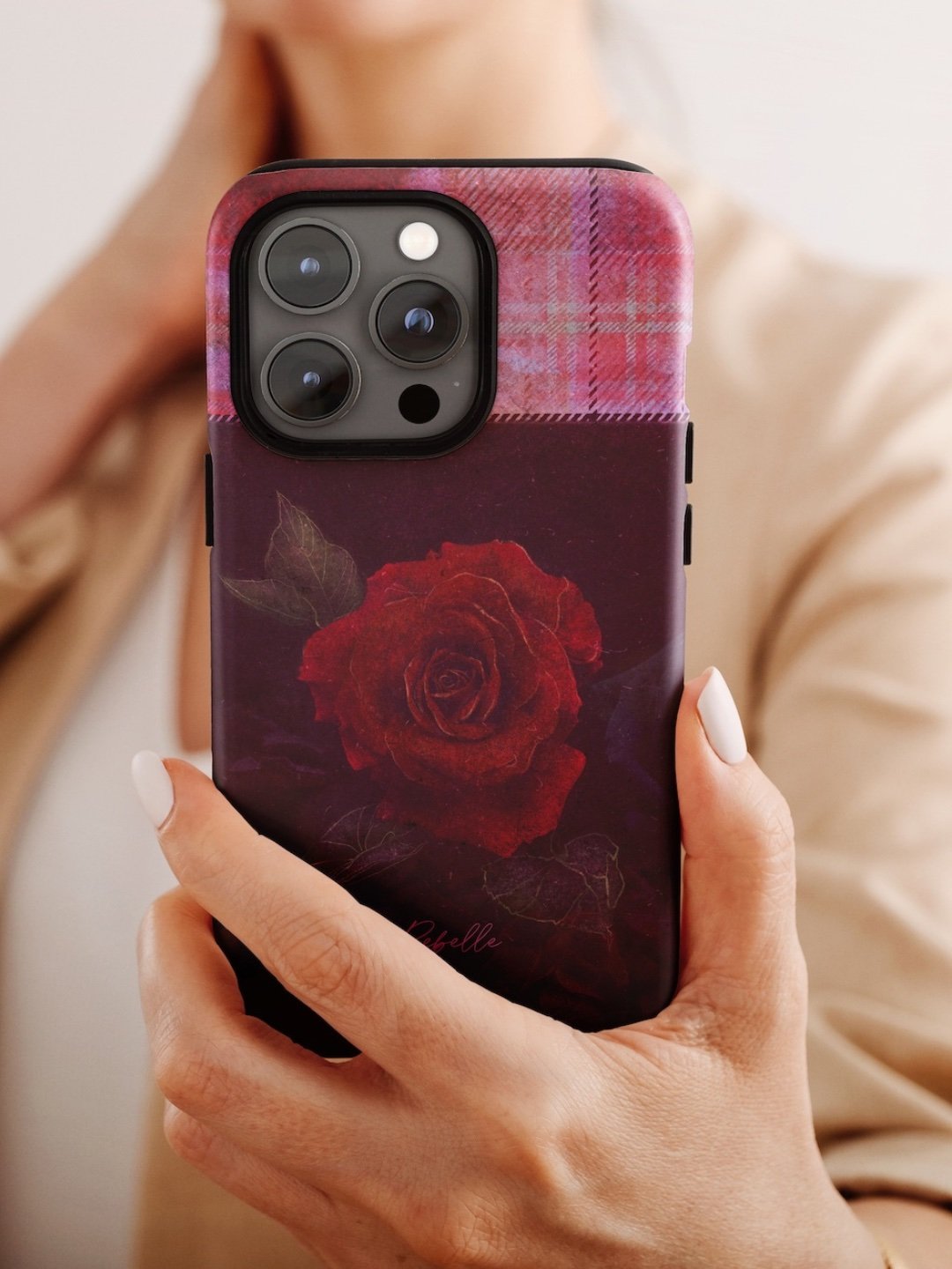 IPHONE ART CASE TOUGH CASE TARTAN & ROSE DESIGN.jpg