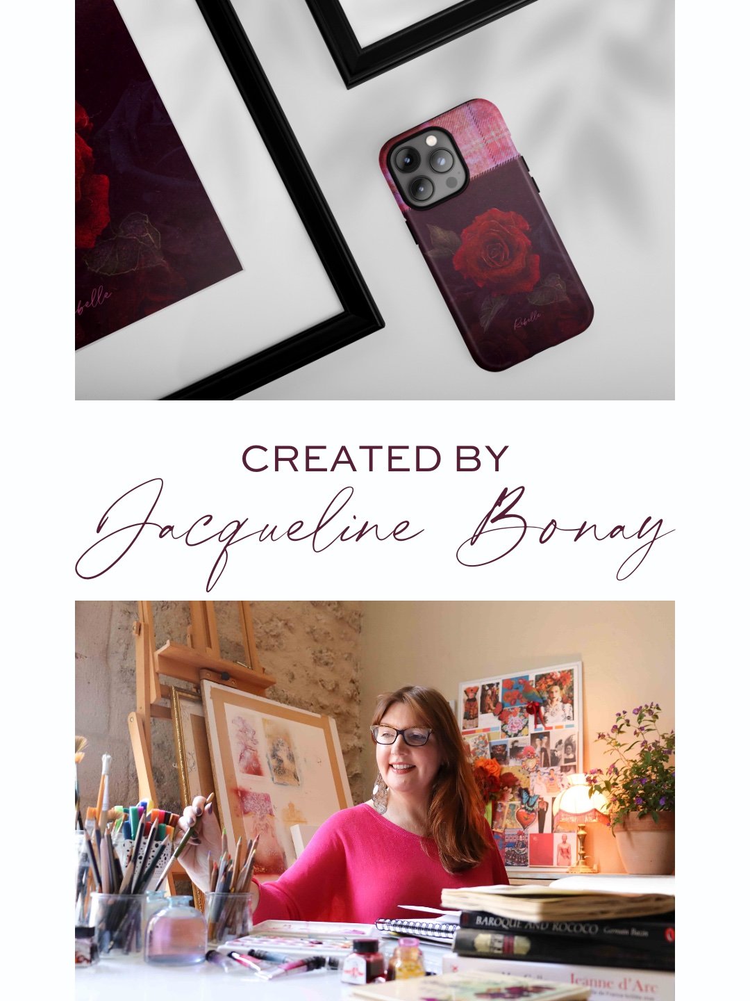 ARTIST CREATING ART PHONE CASE TARTAN & ROSE.jpg