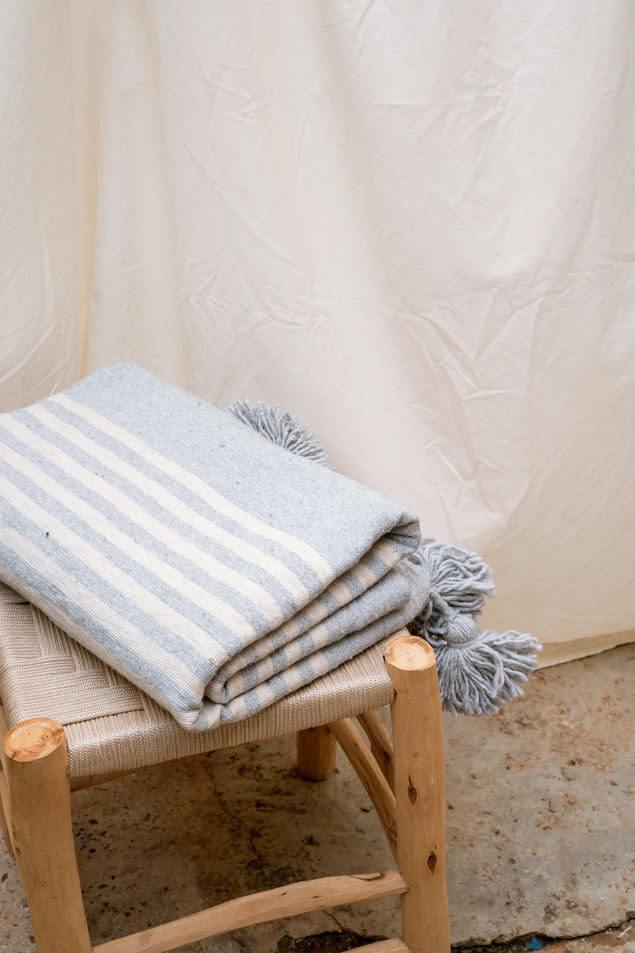 dusty blue stripe blanket