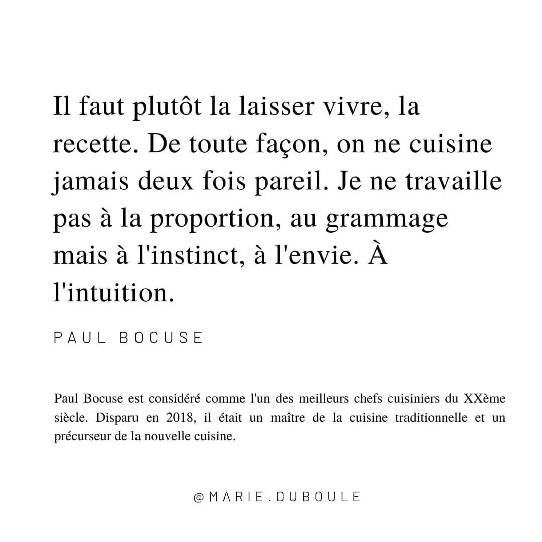 Oui, en plein visionnage de Chef's table, je pense &agrave; la cuisine. 
.
.
Intuition, intuition, intuition. Cr&eacute;ation, cr&eacute;ation, cr&eacute;ation. Le cadre, le travail, et puis l'intuition. 
.
.
.
Grand Paul Bocuse ! 
.
.
.
.
#intuition