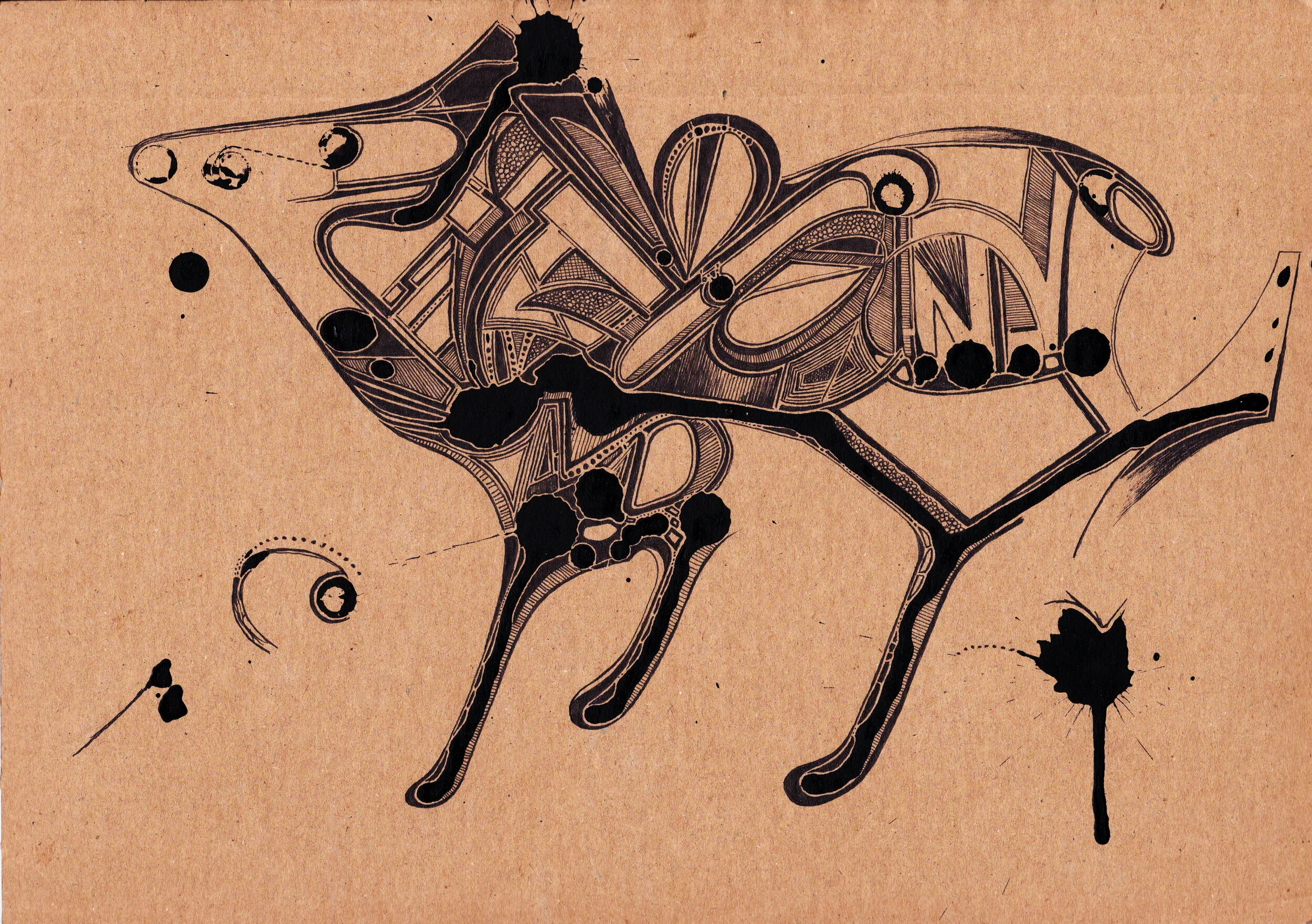  The Dog I Never Ever Had  
 2020
 Ink on cardboard
 21 x 29,7 cm 
 framed