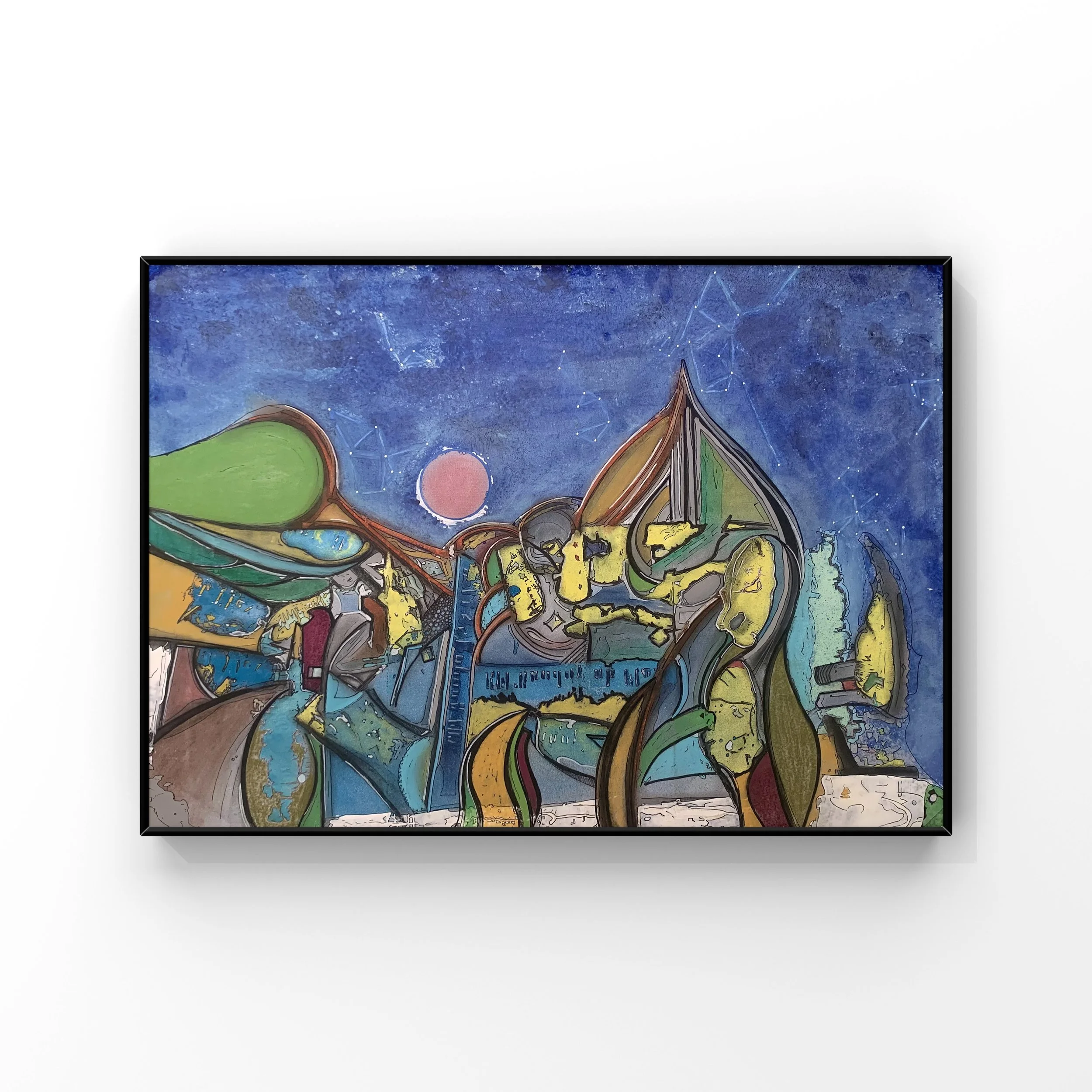  City of Gods  
 2024
 Mixed media on paper