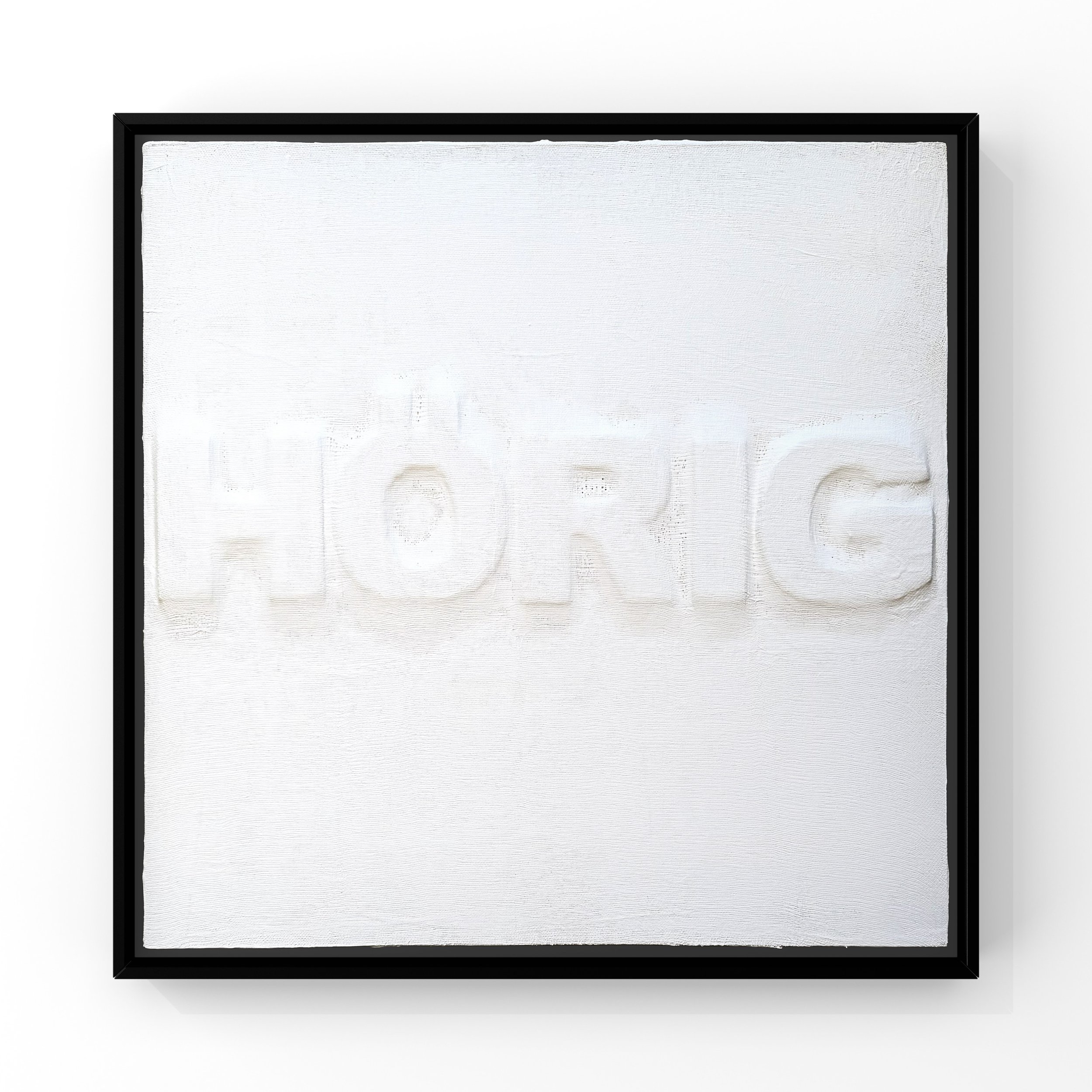  Hörig  
 2025
 Linen, cardboard and acrylic paint on wood