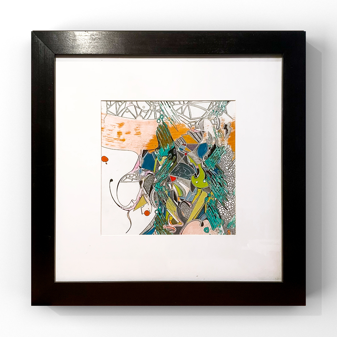  Inside  
 2025
 Mixed media on paper
 58 x 58 cm 
 framed