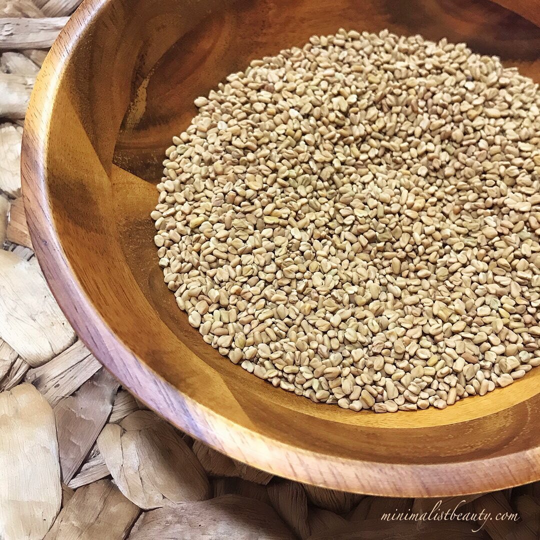 Fenugreek seeds, also called methi seeds, have a multitude of medicinal properties along with being a prominent spice in many cultural dishes.  For starters, fenugreek seeds are packed with protein for strengthening strands, mucilage for moisturizing