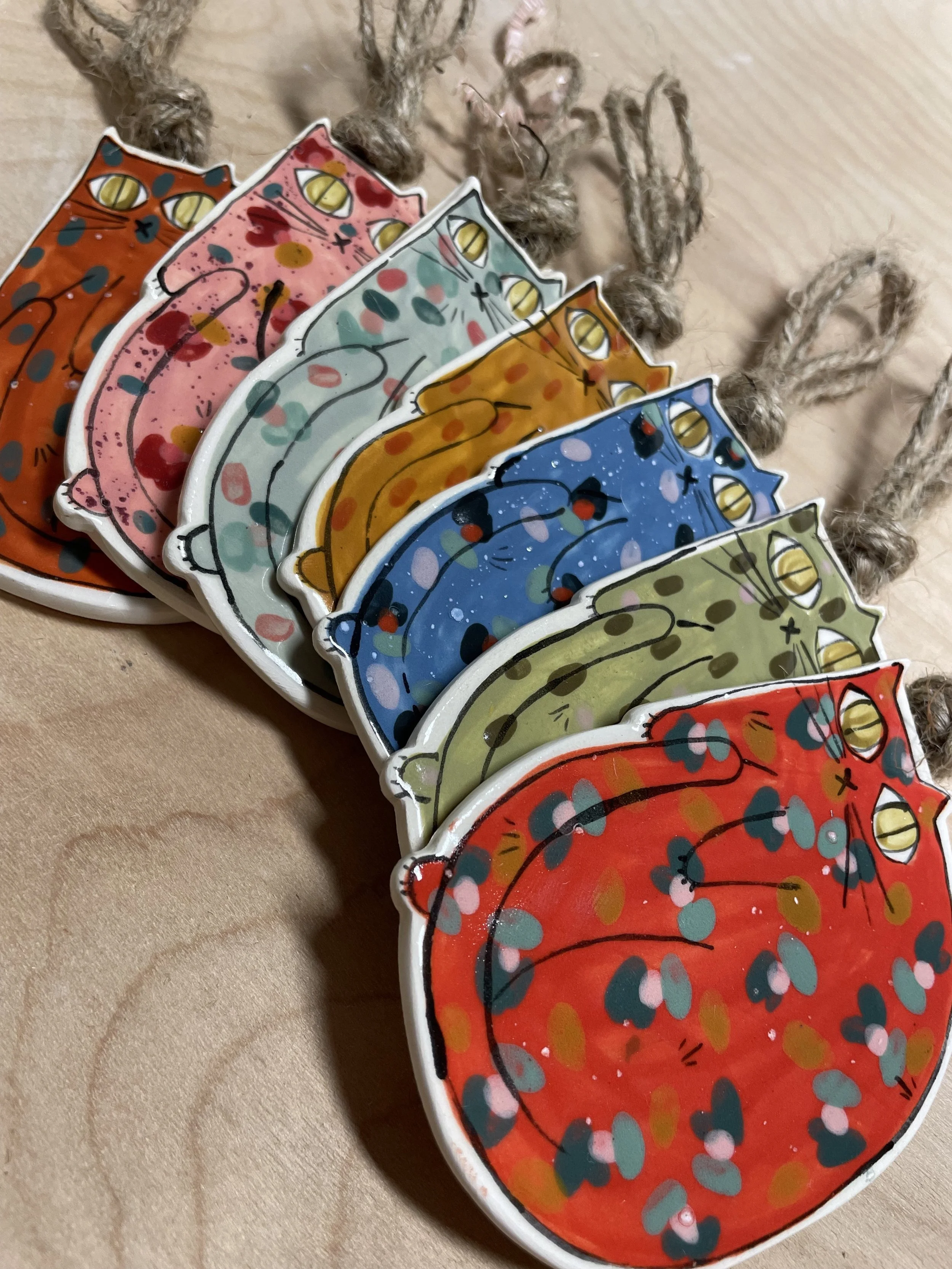 Half Curled Kitty Hanging Cat Ornament