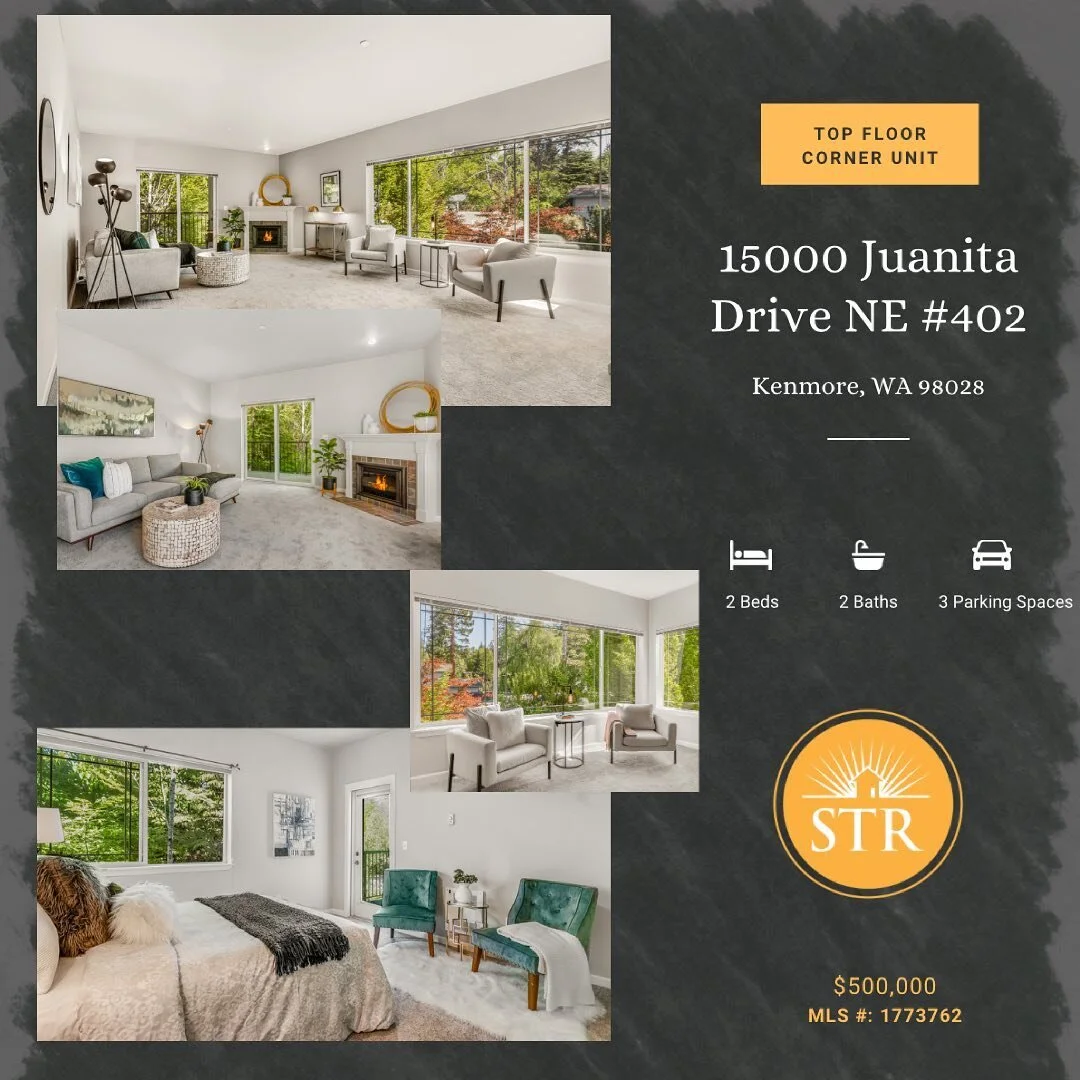 New listing! Live among the trees in this top floor, end unit. PNW living at it’s finest🌲 #soundteamrealty #kenmore #condo #topfloor #endunit #pnwliving #trees #remax #realestate #firsttimehomebuyer #downsize #elevator #garageparking #easyacce
