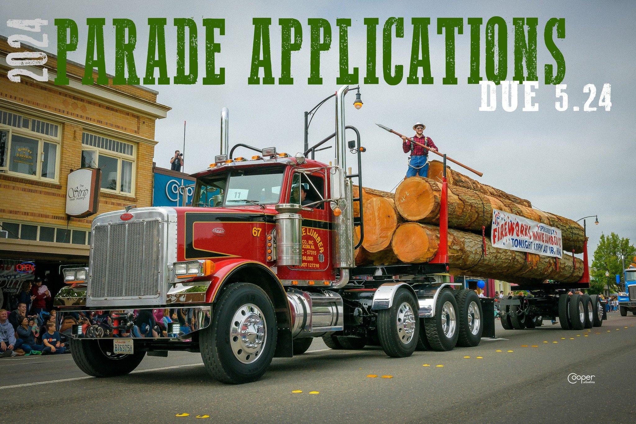 APPLY TODAY!  Are you be joining us in the Paul Bunyan Grand Parade on Saturday, June 1st? Entries are encouraged to be decorated using the annual theme (Believe in Bunyan &amp; Babe), including music and animation.

DUE DATE: May 24, 2024
Questions?