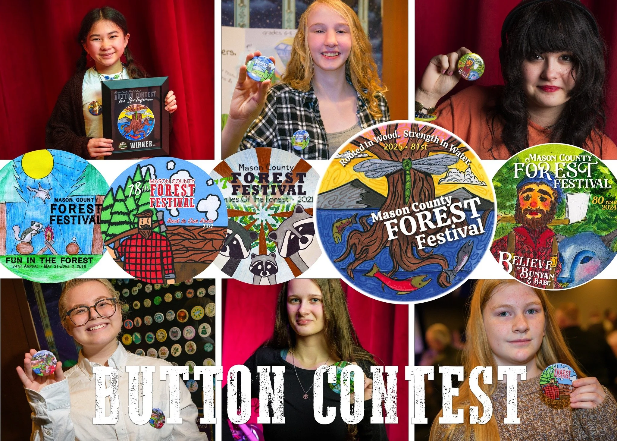 📣 ONE WEEK LEFT to enter the Forest Festival Button Contest!
 (for Mason County Students, 3rd through 12th grades).
Our 82nd theme is LEGENDS OF THE TIMBER.

💰Cash Prizes offered for 5th -12th graders!  Honorable mentions for 3rd &amp; 4th grades.
