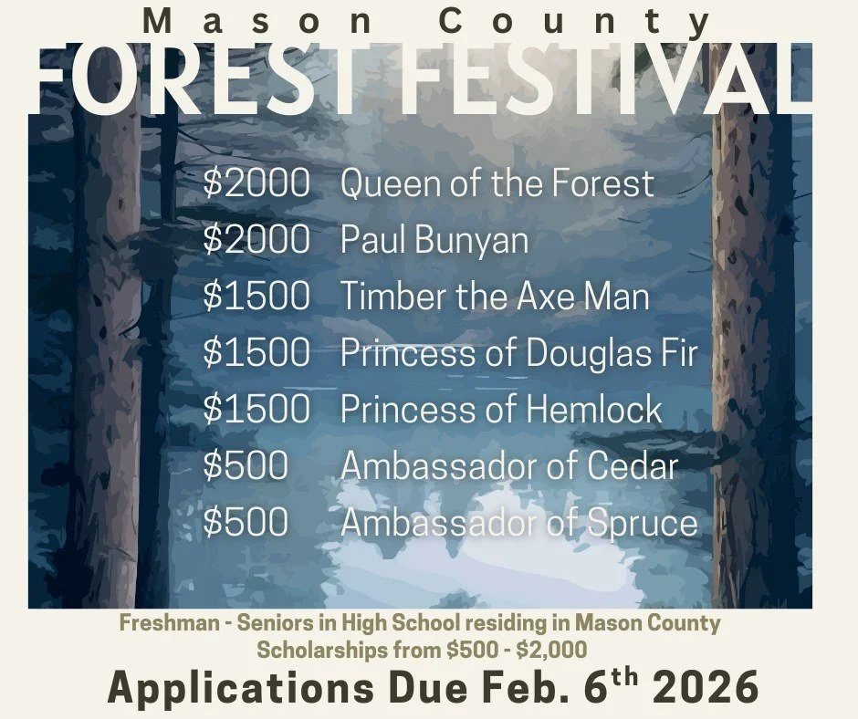 Nearly $10,000 worth of scholarships for our 2026 Royalty Court!
Seniors - Queen &amp; Paul
Juniors &amp; Seniors - Princesses + Timber
Freshman &amp; Sophomores - Ambassadors
More info: https://www.masoncountyforestfestival.com/court-app