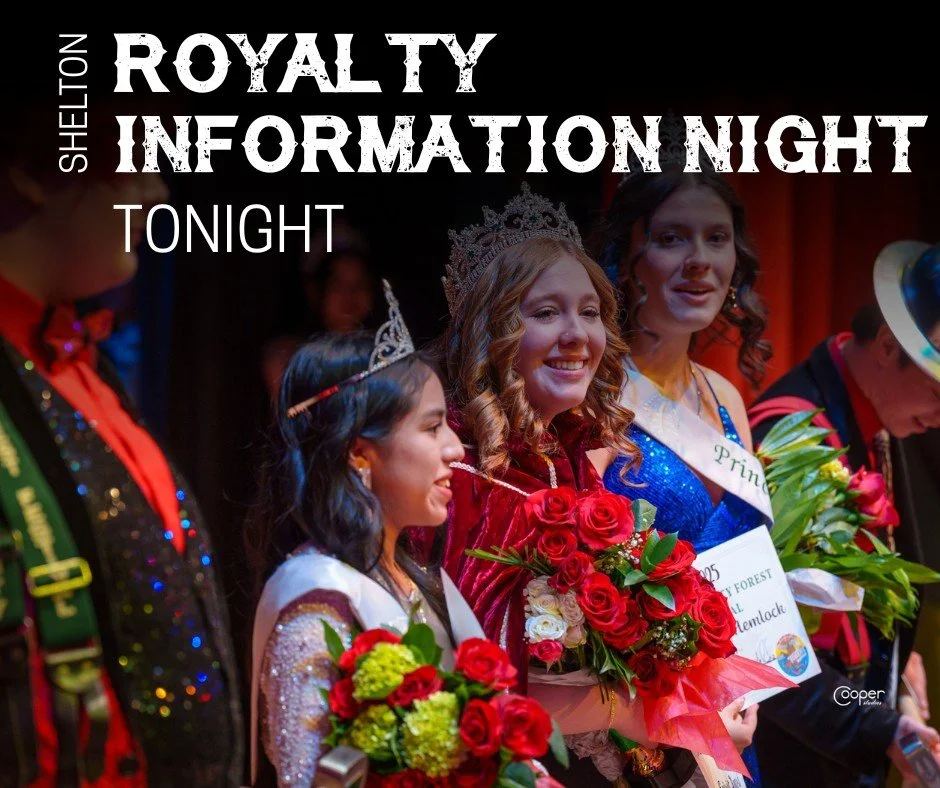 Shelton Royalty Information Night TONIGHT | 6:30pm | Mason PUD 3 on John's Prairie. 

2621 E Johns Prairie Rd.
Shelton, WA 98584