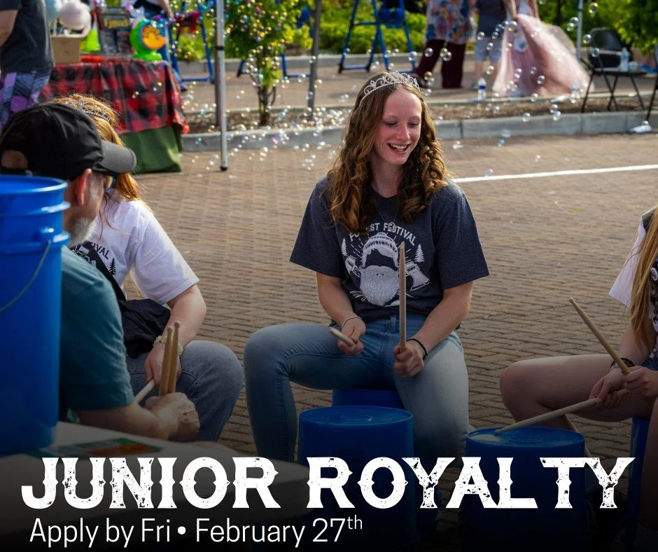 Looking for 6th - 8th graders in Mason County for our Junior Royalty Court. Participate in events during Forest Festival Weekend (May 29th + May 30th) and learn what it's like to represent your community!

Apply by submitting your Essay by Friday, Fe