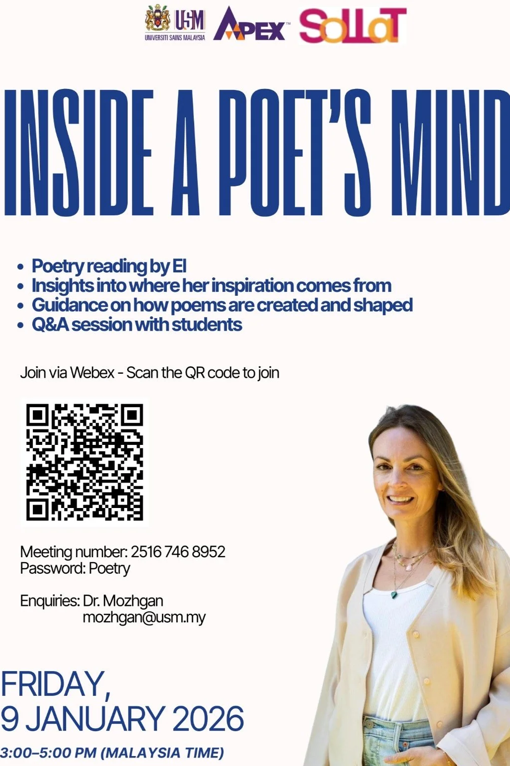 Reading and Poetry Seminar, Universiti Sains Malaysia University (USM), January 2026