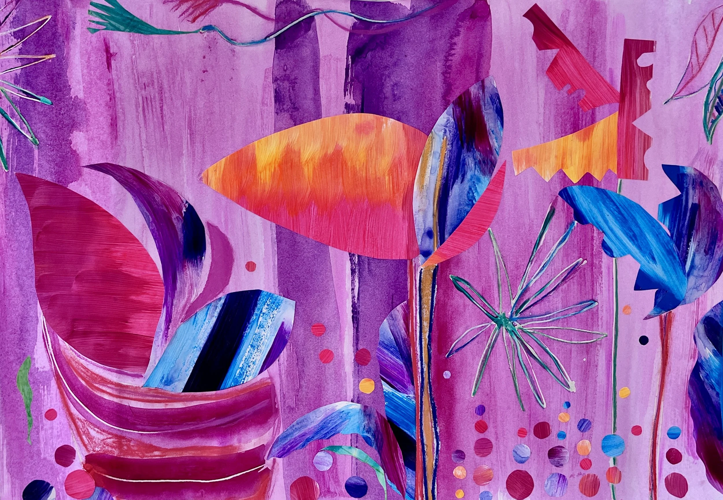 Palm Silhouettes // 2026 // Acrylic and pastel // 75cm x 56xcm // £430 //

Limited edition print on fine art paper available // 30cm x 42cm // £60