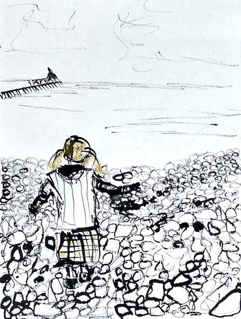 Cyfres Gaeaf Adre // Welsh Winter Series // 2026 // Ink and Turmeric // 21cm x 29.7cm 