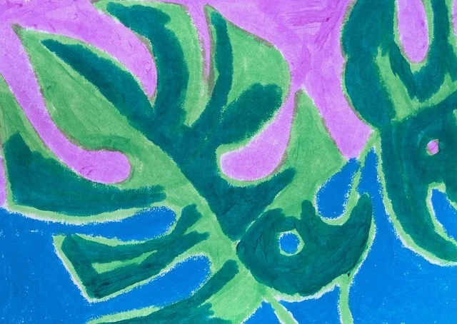 Green, Blue, Pink // 2026 // Oil pastel, acrylic // 21cm x 30cm // £90