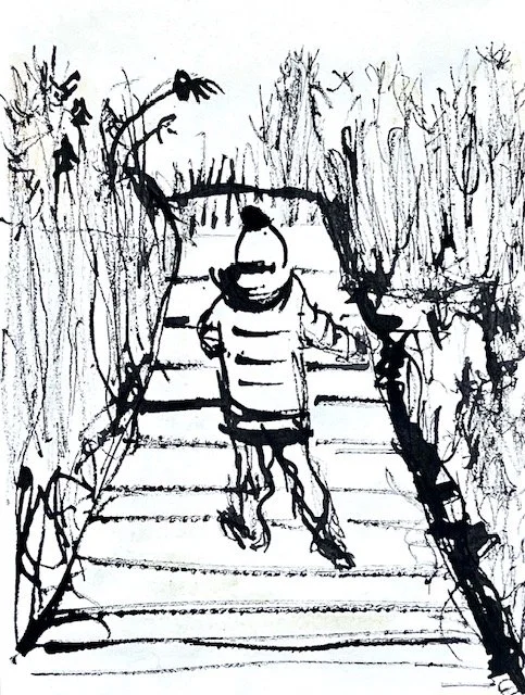 Cyfres Gaeaf Adre // Welsh Winter Series // 2026 // Ink and Turmeric // 21cm x 29.7cm 