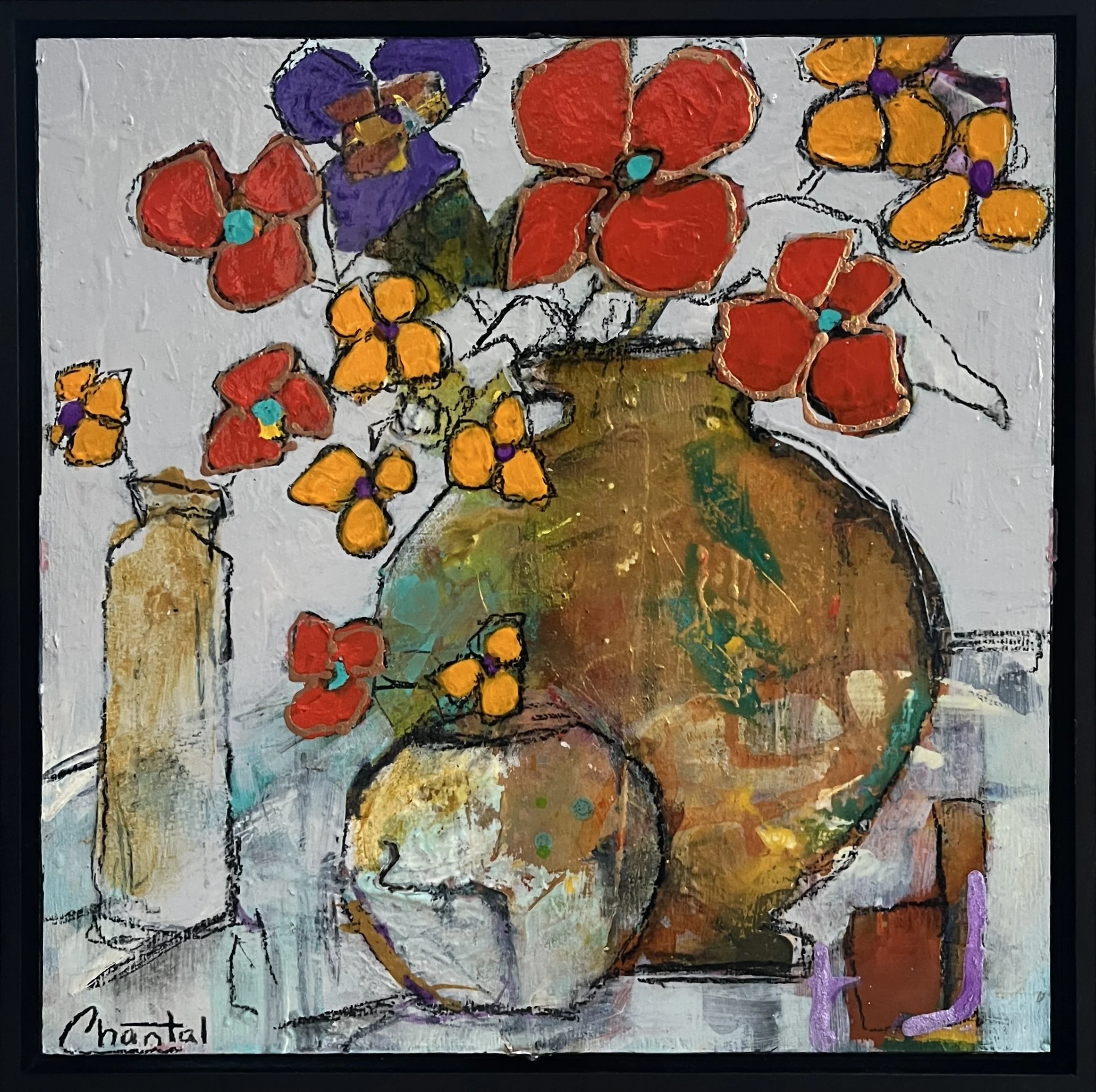 1266 "Holding Bright II" 12x12 Acrylic on panel Framed $350
