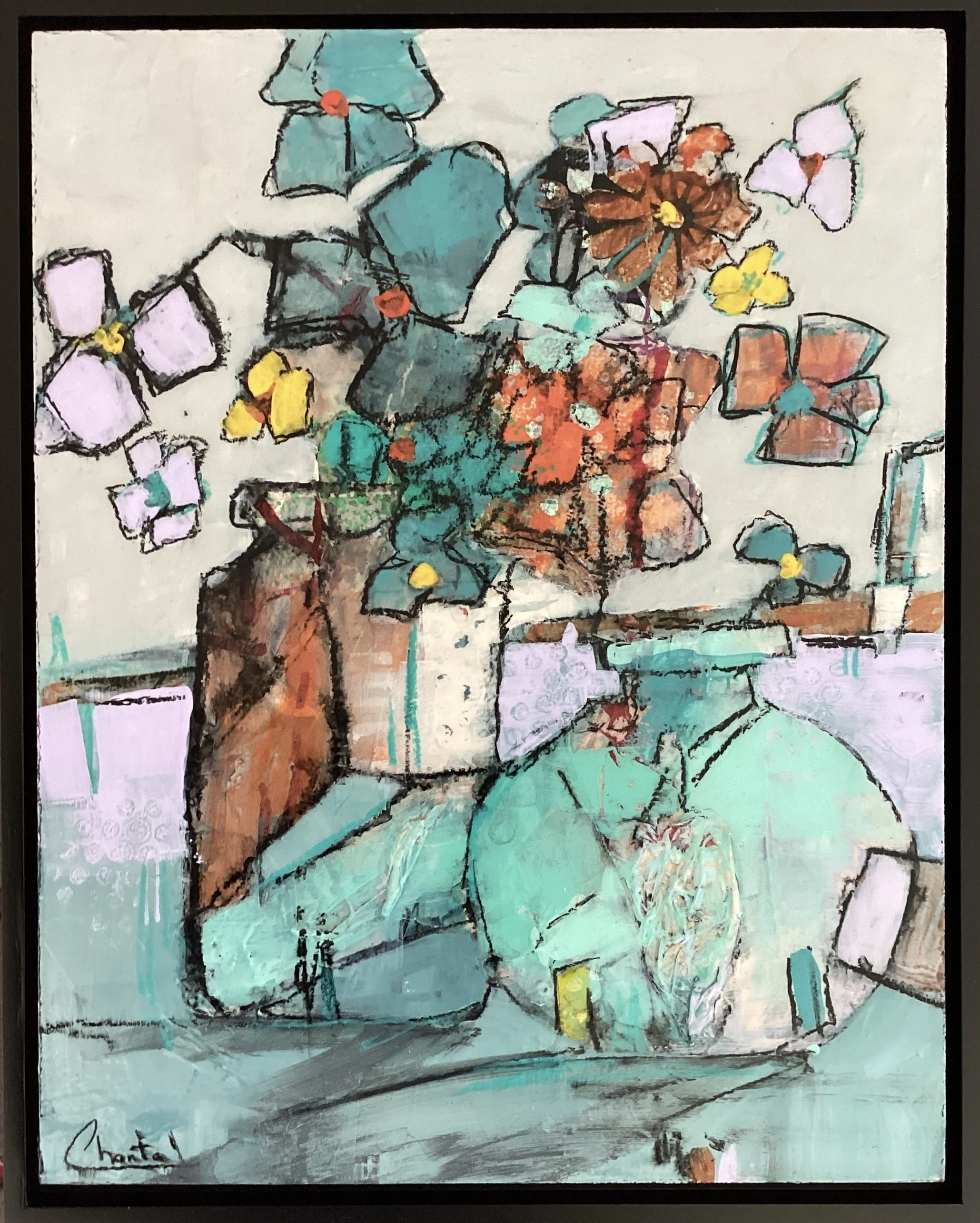 "Mignon (cute)" 11x14 Acrylic on Board (Black floating frame included) $295