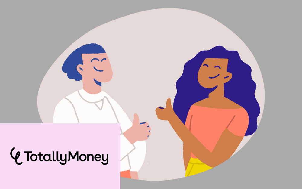 Illustration showing a man and a women smiling and showing approval to each other