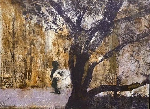 Heading Home_Christine Aaron_lithograph and monotype on oxidized steel_30x22_$3600 framed.jpg