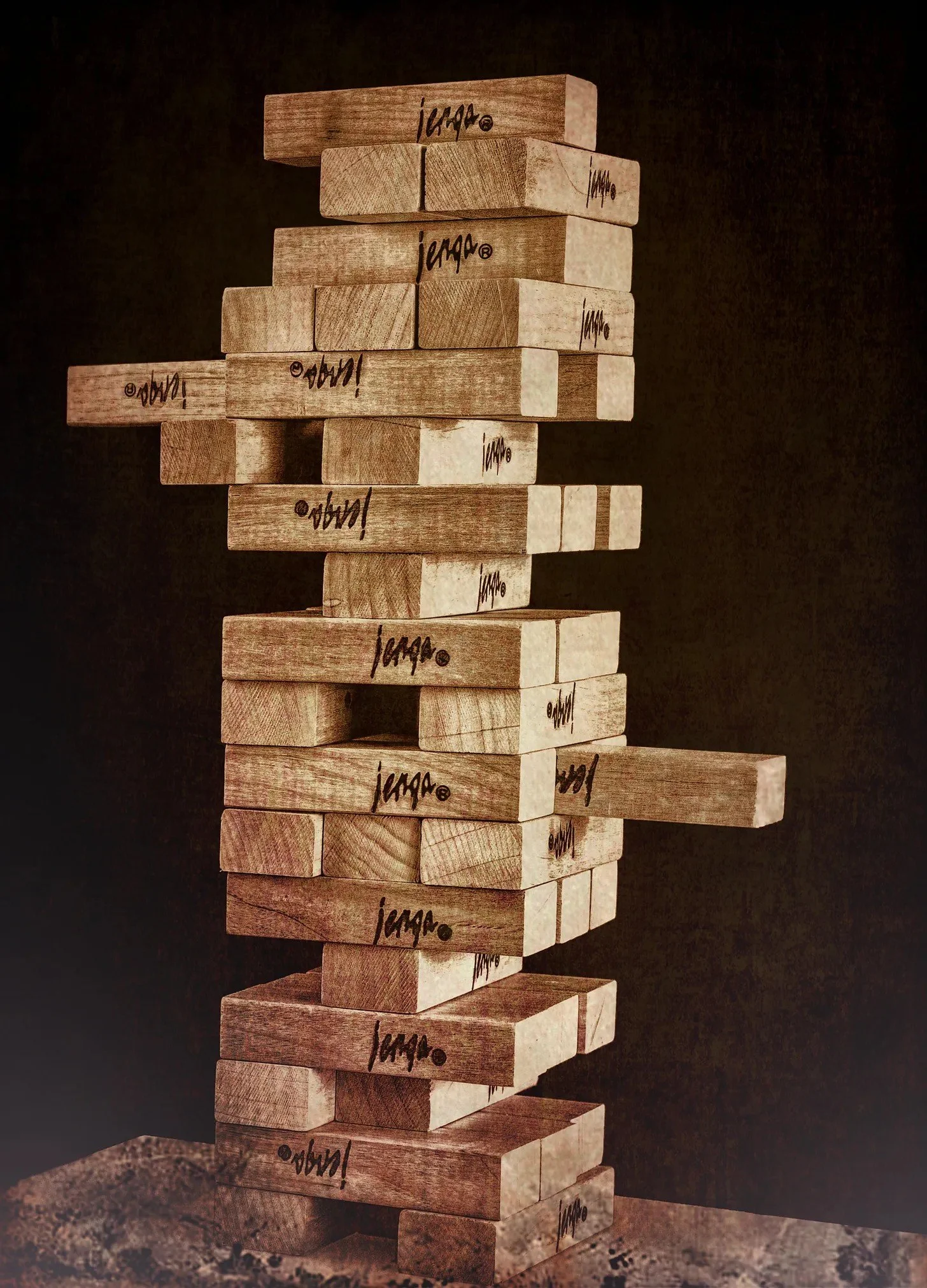 Picture of the wooden puzzle game Jenga.