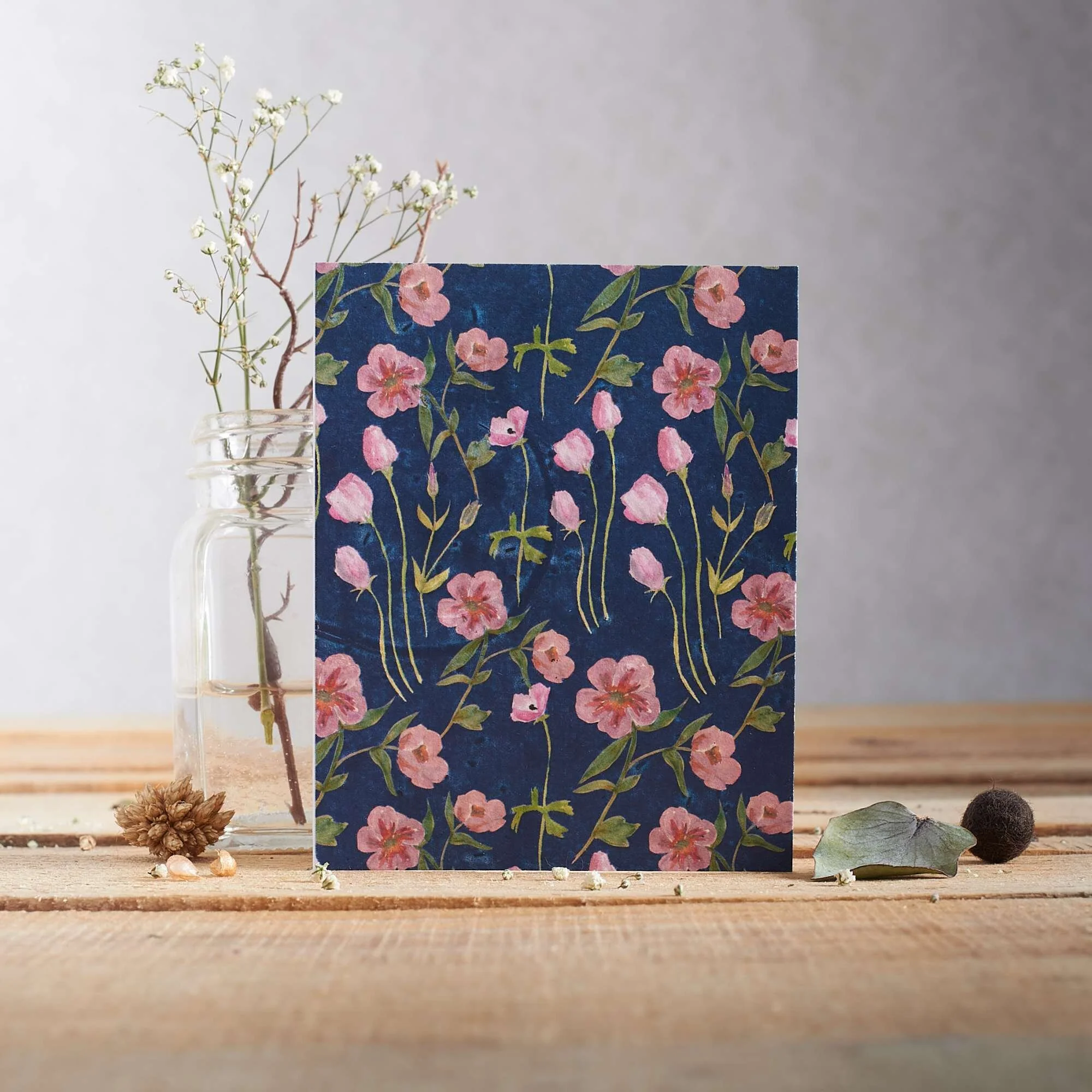 Blue and Pink Flower Seed Card by Hannah Merchant