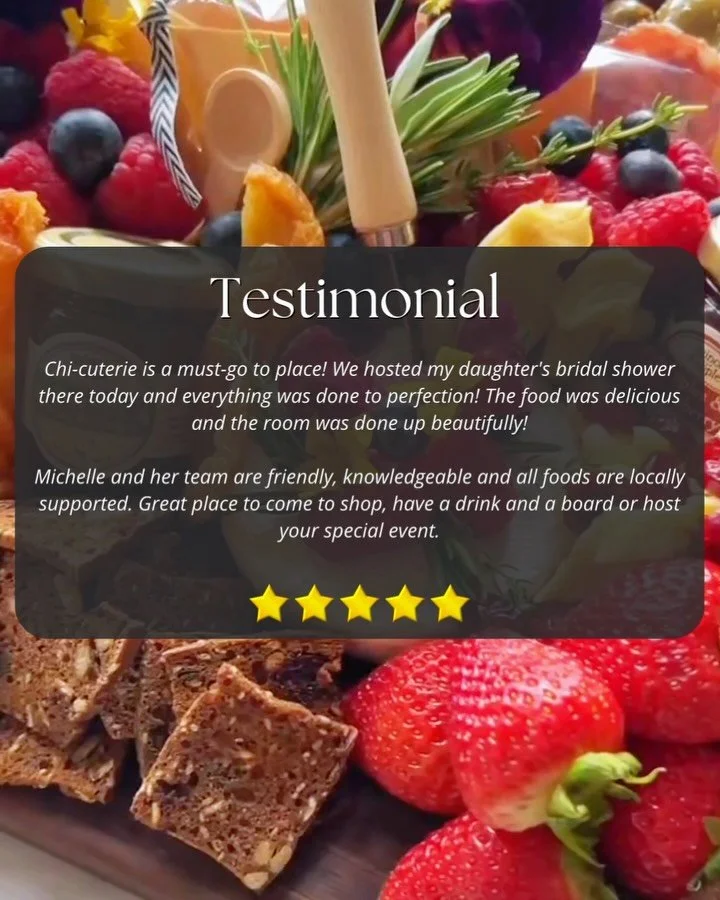⭐️The Reviews Are In!⭐️

We are honored to have hosted so many special events here at Chi-cuterie 🤗 

We&rsquo;d love to hear YOUR experience with us in the comments👇🏼

#chicuterie #geneva #genevail #genevaillinois #charcuterie