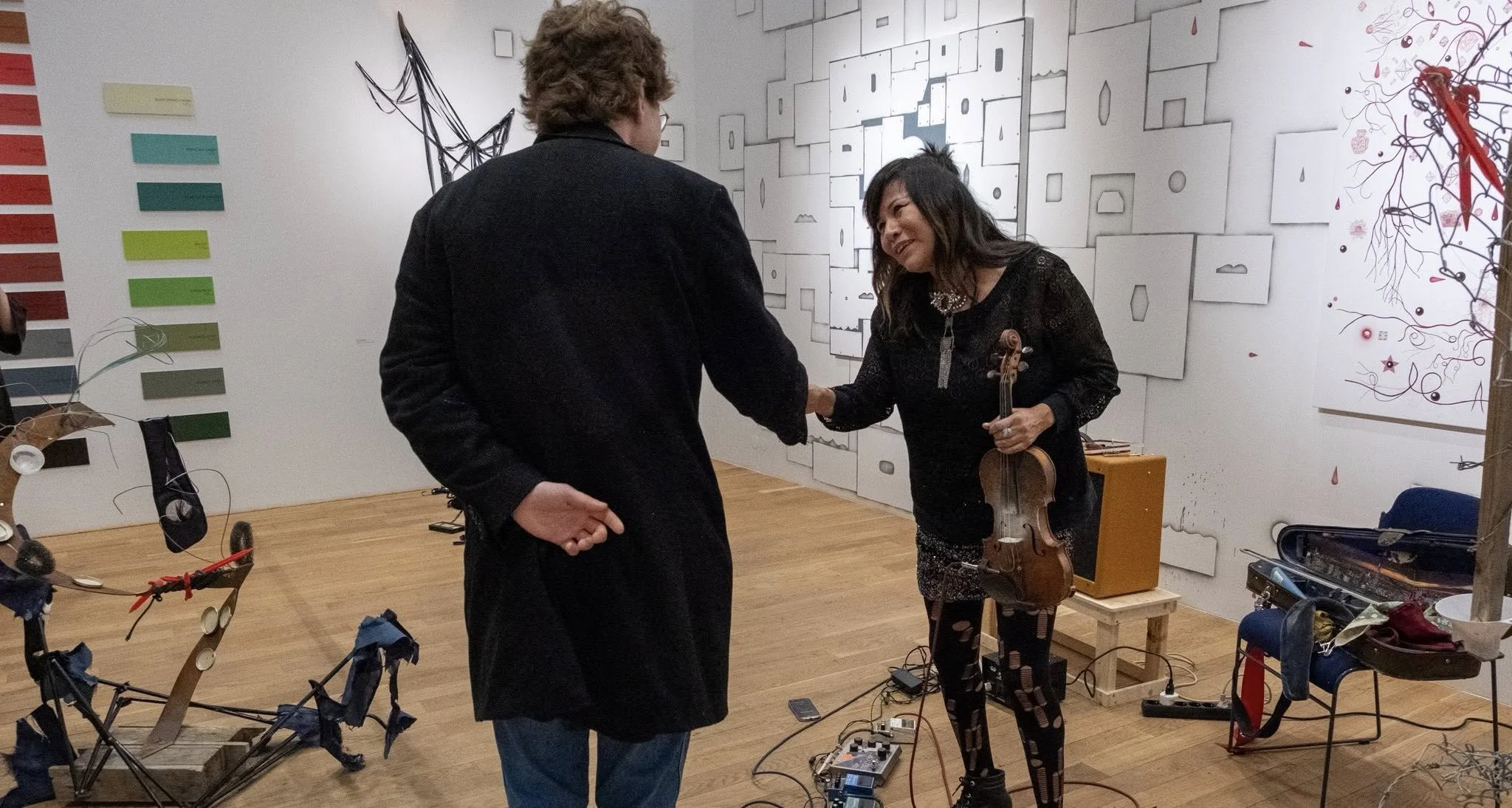 From the opening. Laura Ortman performing. 