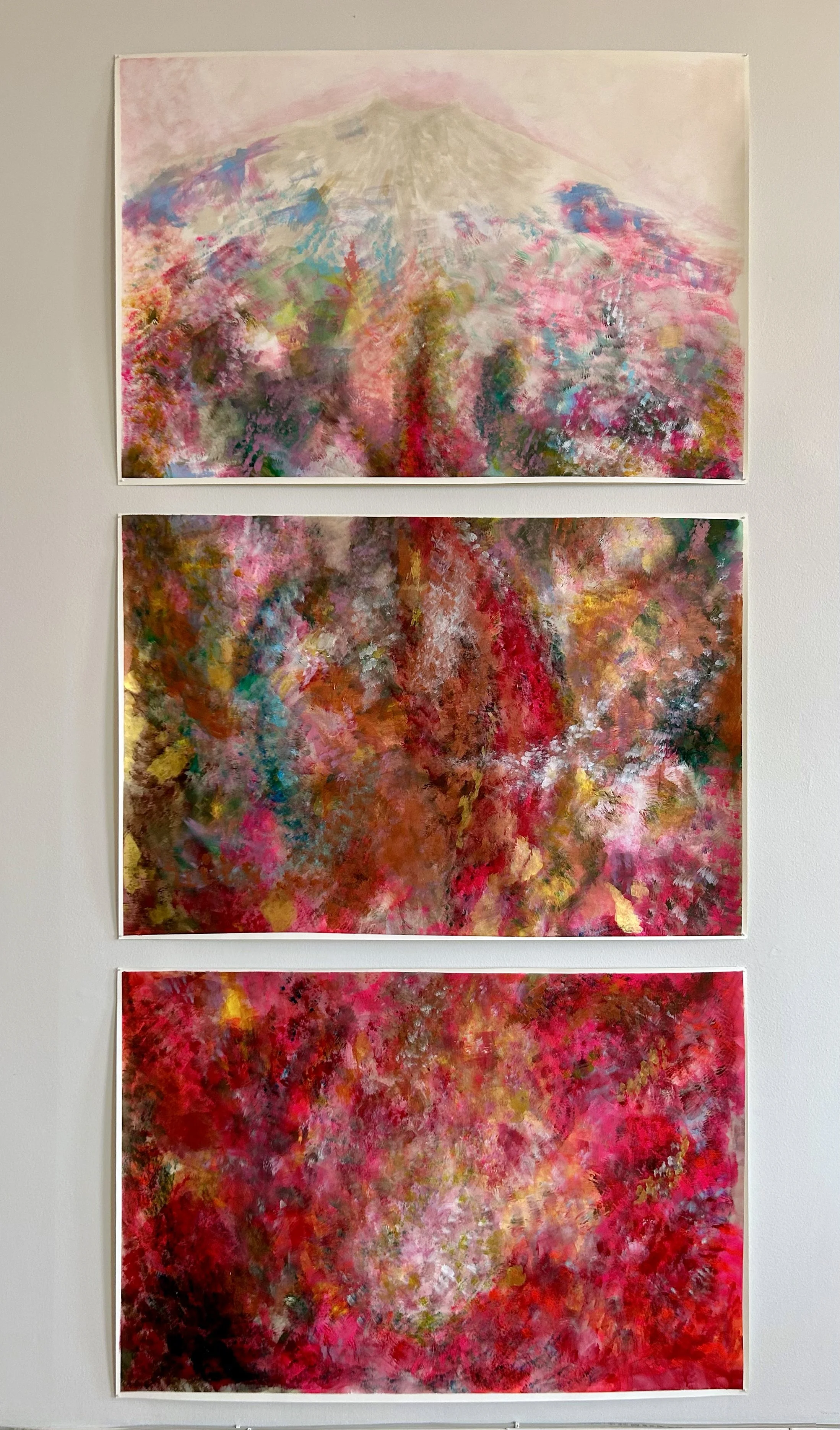 Vertical Landscape - triptych - acrylic on paper. 224.5 x 102 cm. 2026             
