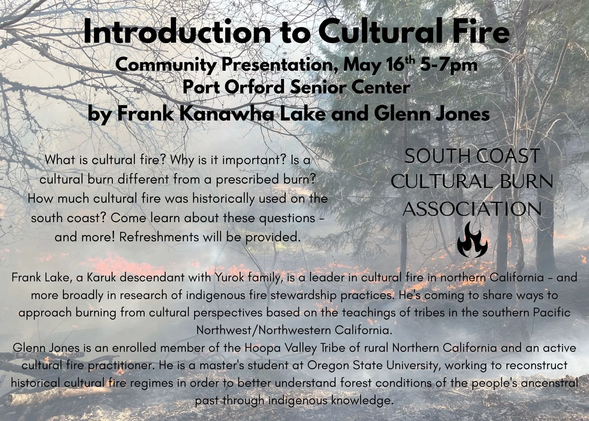 Cultural Fire Presentation in Port Orford | May 16, 2026
