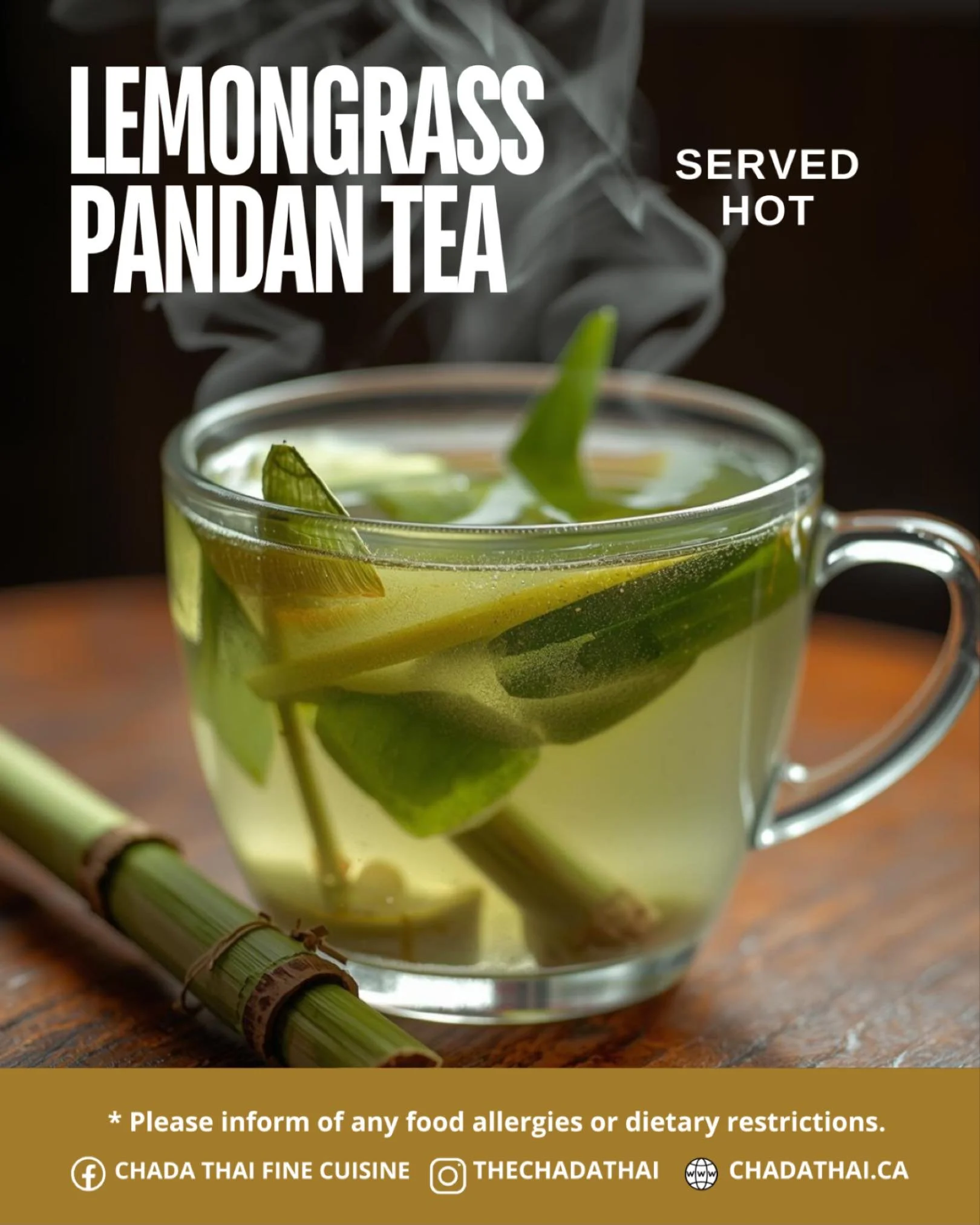 These colder days call for something soothing, and our Hot Lemongrass Pandan Tea is just the comfort you need. 💛✨ Brewed with fragrant lemongrass and aromatic pandan, this cozy cup is naturally calming, lightly sweet, and the perfect companion to yo