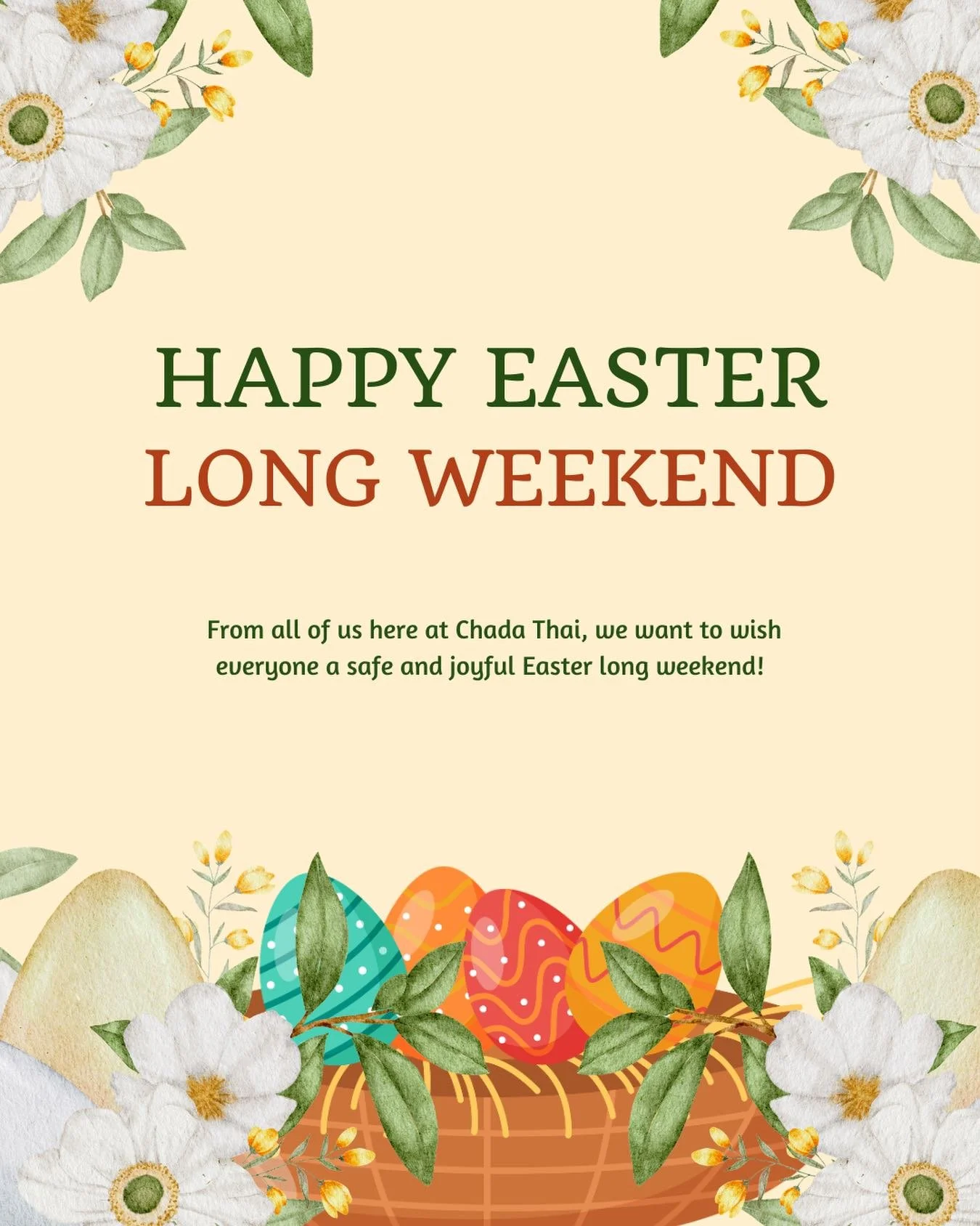 Wishing all our wonderful customers a safe and joyful Easter long weekend! 🌷🐣

May your weekend be filled with delicious food, warm moments, and time well spent with family and friends. We&rsquo;re so grateful to be part of your gatherings and cele