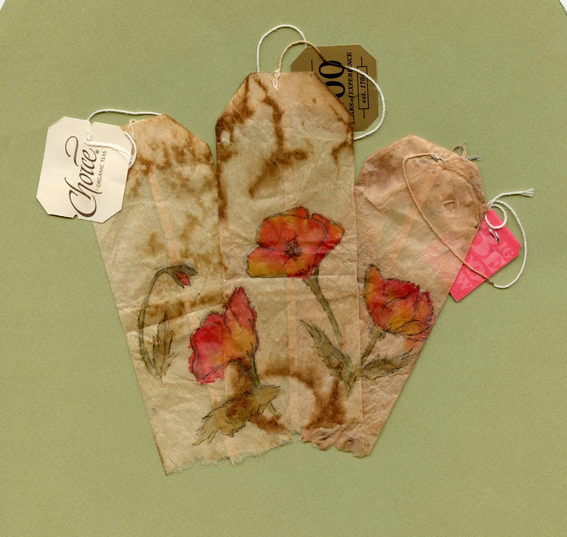 Poppies on Tea Bags