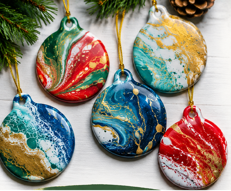 December: Acrylic Pour Ornament