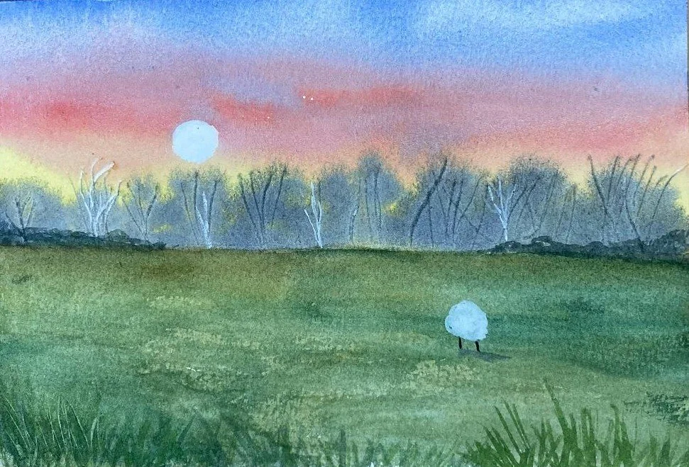 June: Watercolor Sunset (session 1)