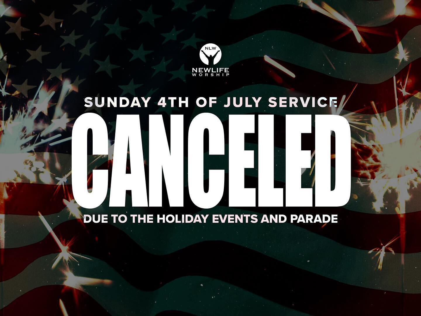 Hey @nlworshipapostolic, due to the 4th of July holiday events and parade, this Sunday&rsquo;s service is canceled. Spend and the enjoy the day with your family. Be safe and have a great weekend! 
&bull;
&bull;
&bull;
&bull;
#FourthofJuly
#NLW
#NewLi