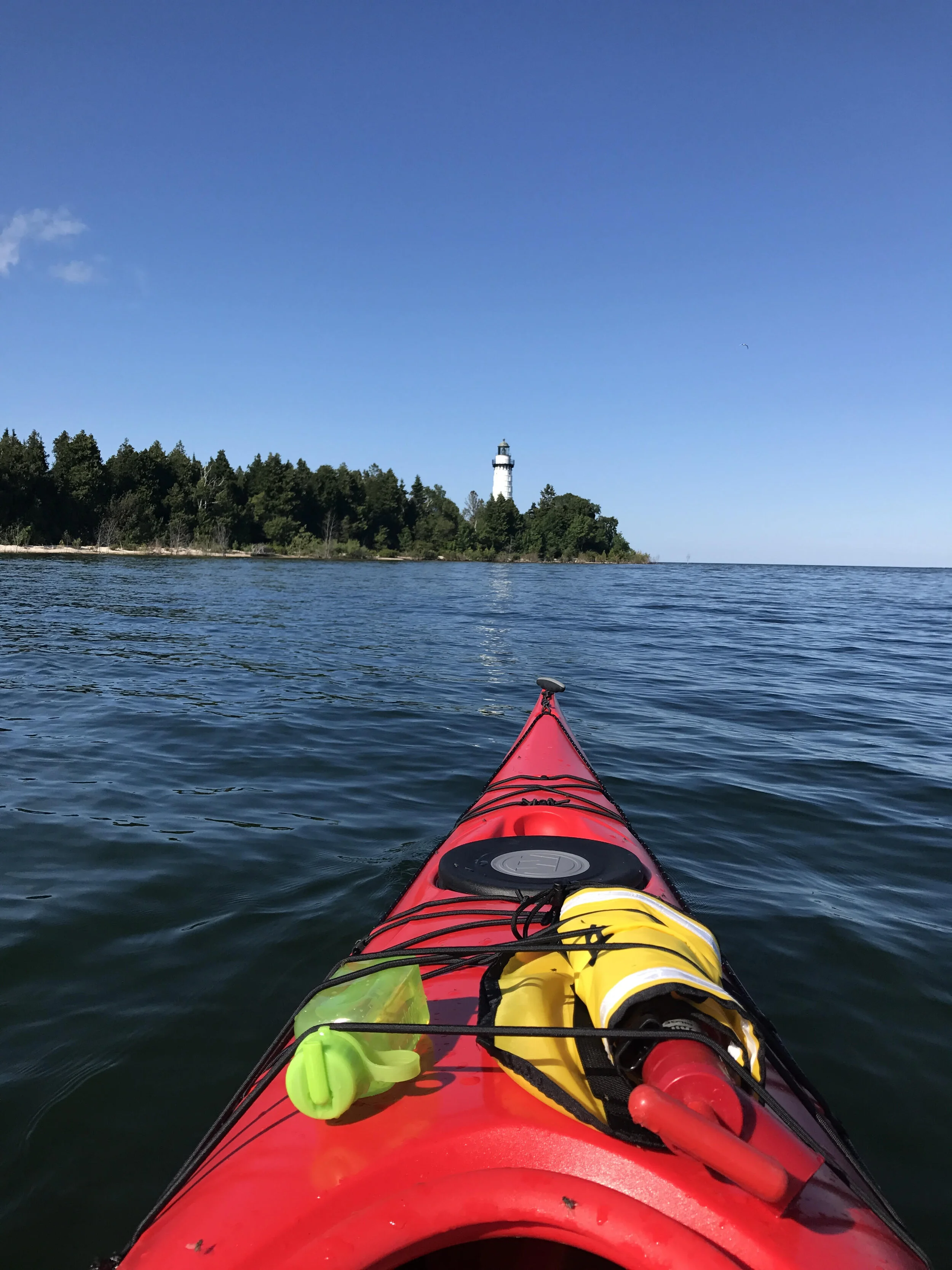 One of my many kayak trips around Baileys Harbor, headed to the Birdcage Lighthouse